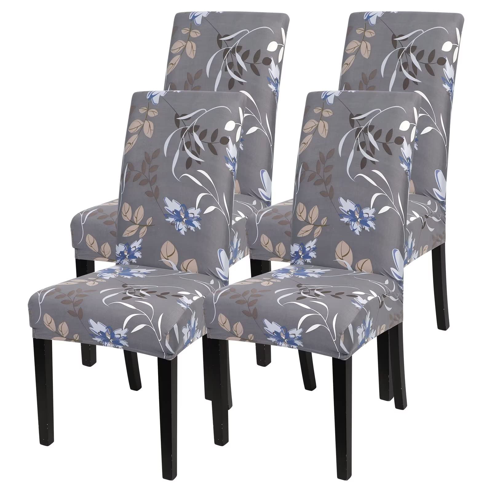 SearchI Dining Room Chair Covers Set of 6, Stretch Jacquard Parsons Chair Slipcovers Super Fit Removable Washable Kitchen Chair Protector Cover for Dining Room, Hotel, Ceremony (Beige Rhombus)