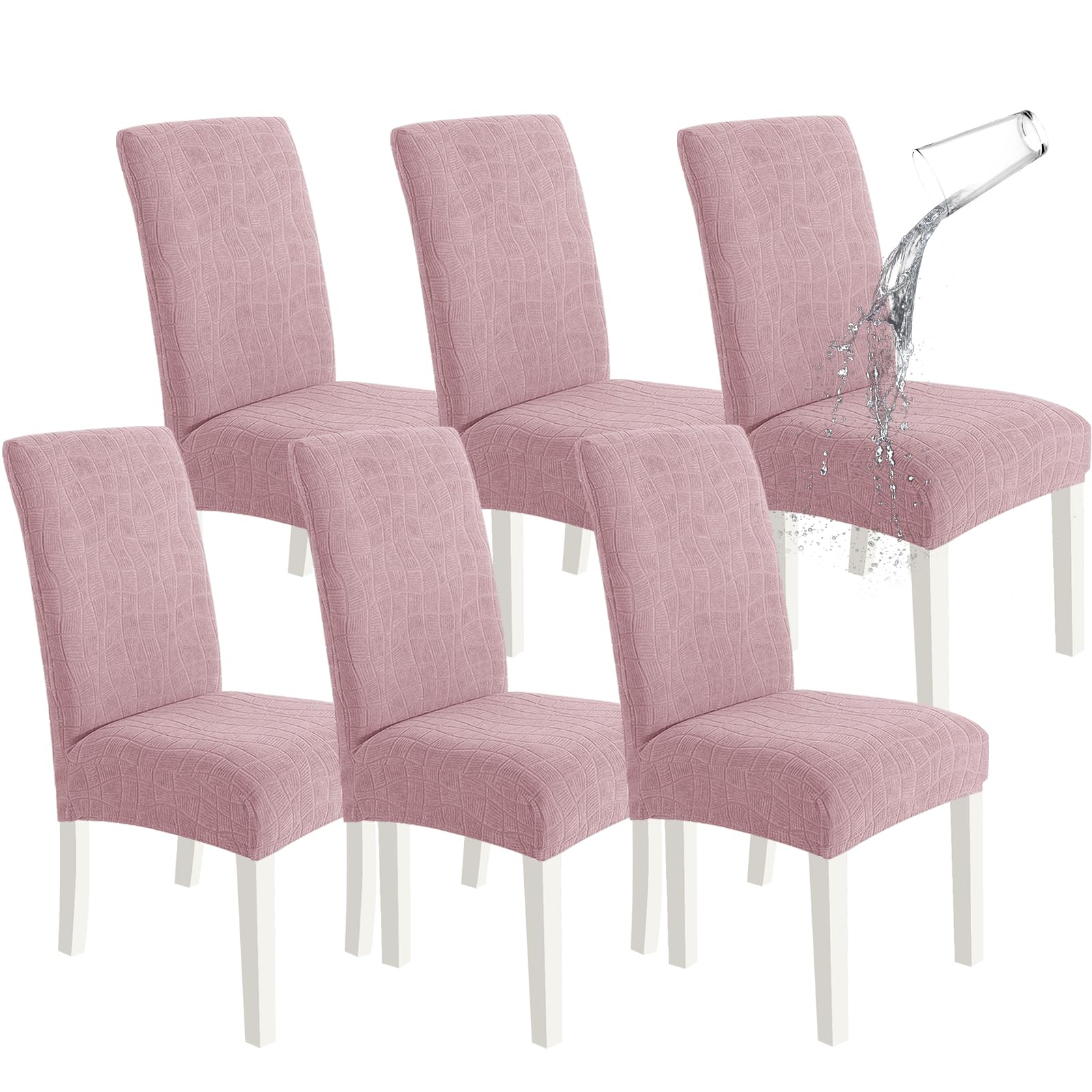 SYSLOON 100% Waterproof Chair Covers for Dining Chairs, Stretch Chair Covers Set of 4, Parson Chair Slipcovers Removable Washable Kitchen Chairs Seat Covers,Light Gray