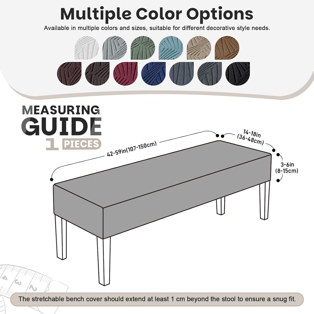 VANSOFY Dining Bench Cover, Stretch Jacaquard Bench Seat Cushion Covers, Rectangular Washable Bench Covers Slipcover for Dining Room, Bedroom, Kitchen, Living Room (Gray)