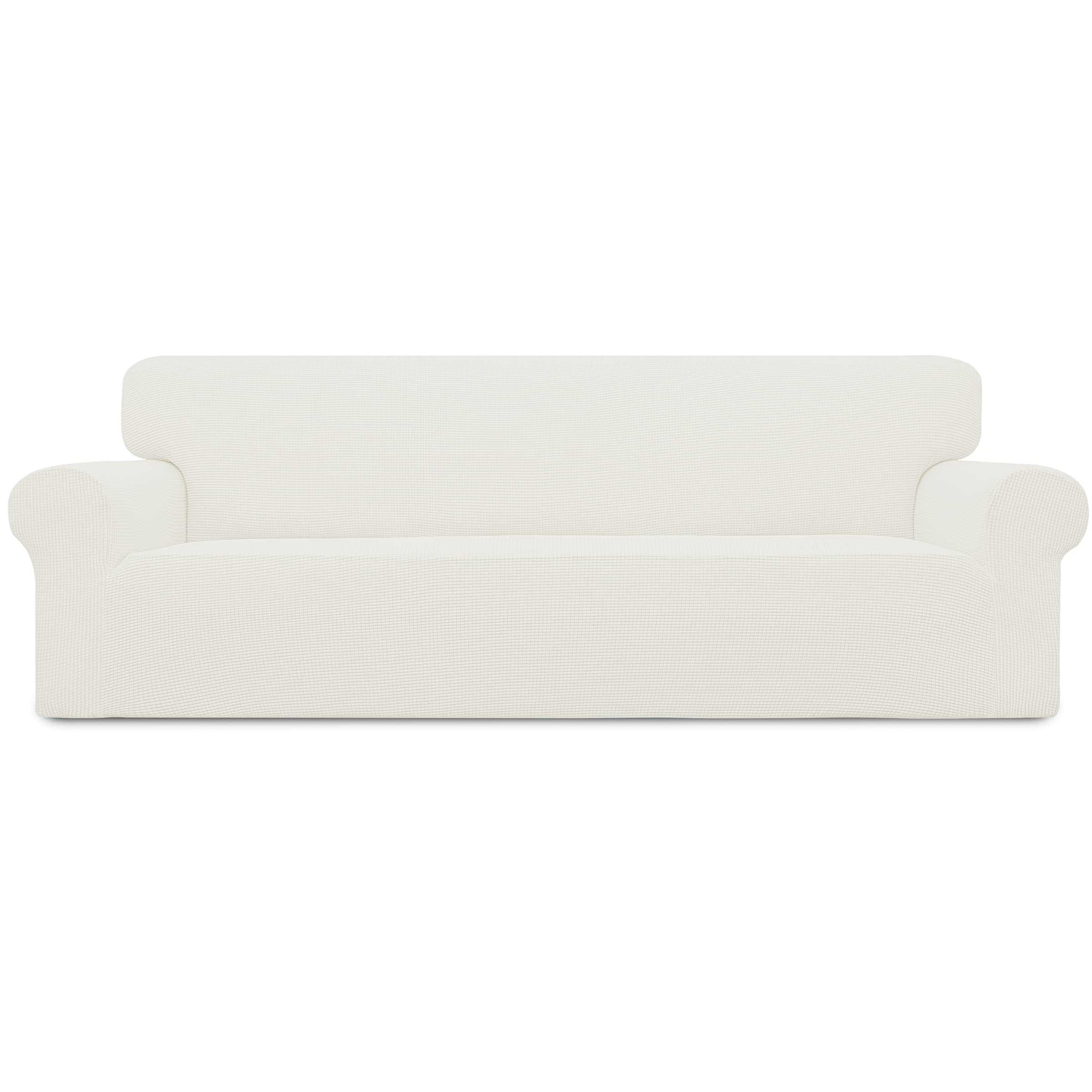 Easy-Going Stretch Sofa Slipcover 1-Piece Sofa Cover Furniture Protector Couch Soft with Elastic Bottom for Kids, Polyester Spandex Jacquard Fabric Small Checks (Sofa, Black)