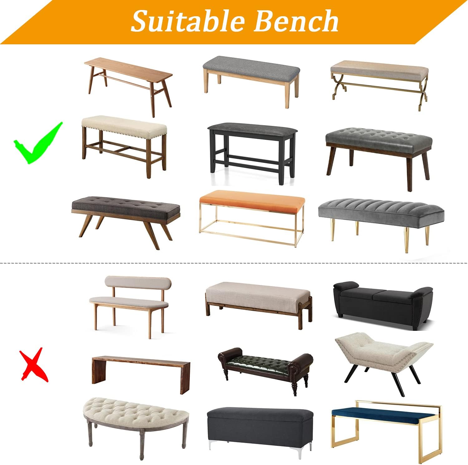 YISUN Dining Room Bench Covers, PU Leather Waterproof Upholstered Bench Slipcover, Removable Washable Bench Seat Protectors for Living Room, Bedroom, Kitchen(PU Coffee)