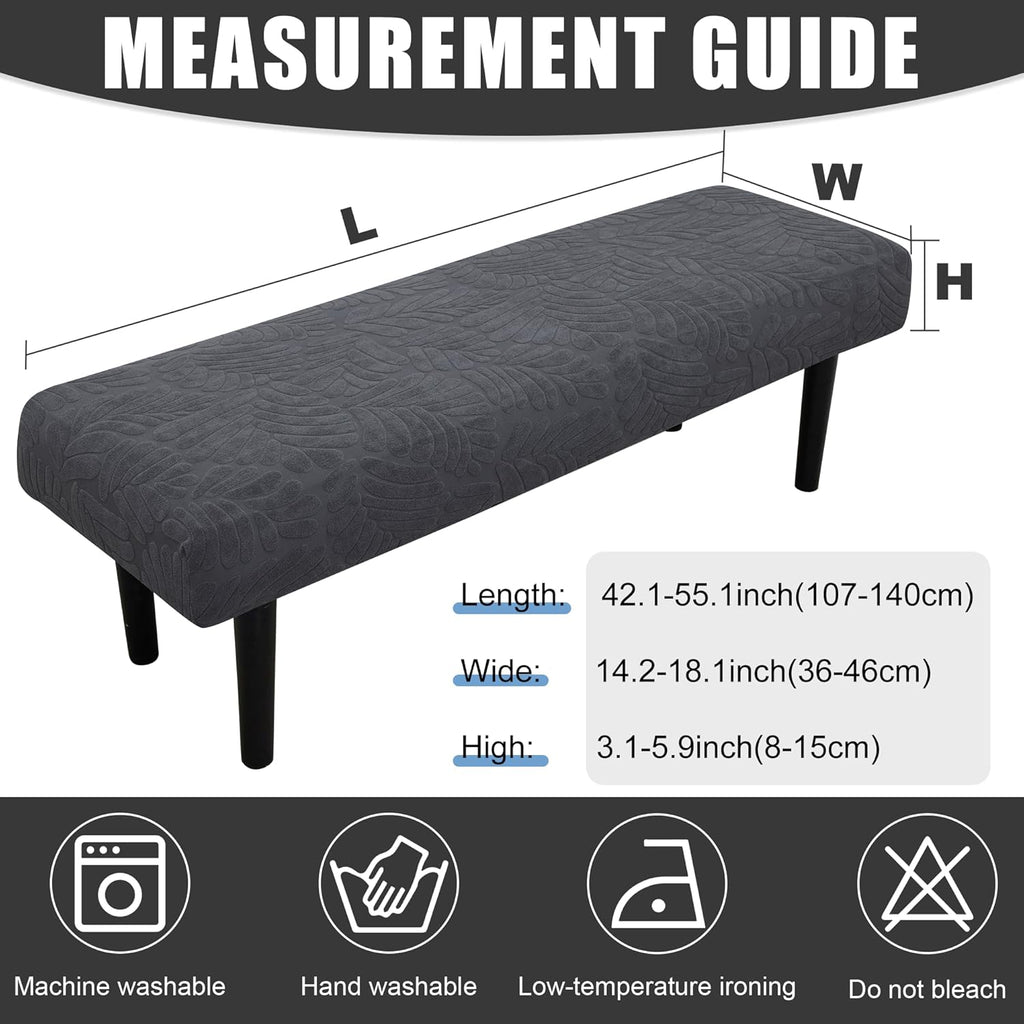 Stretch Bench Seat Cover, Reusable Slipcover for Dining Room & Bedroom, Removable Washable Rectangular Bench Covers, Elastic Fit for Home Furniture(Light Gray)