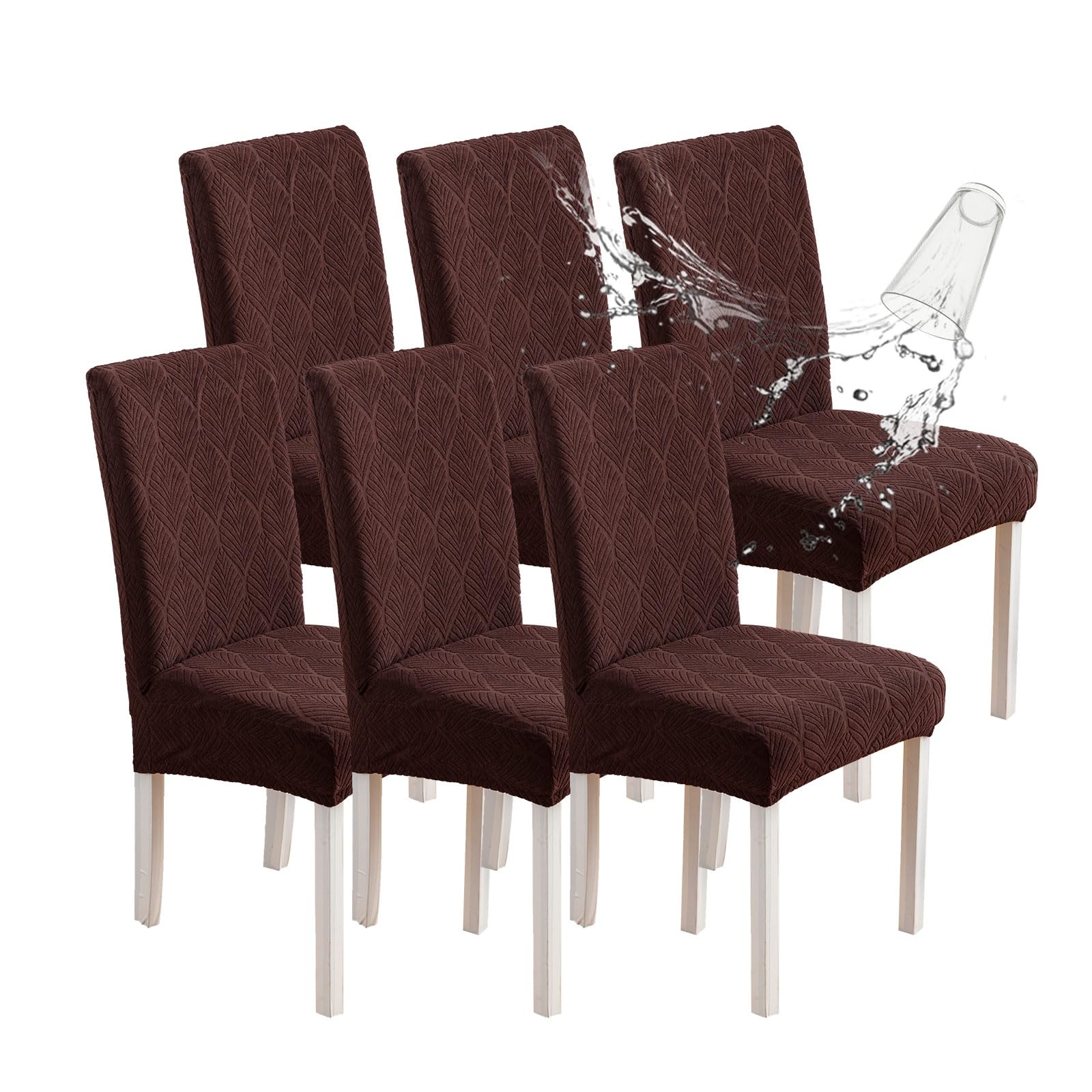 Chair Covers for Dining Chairs,100% Waterproof Dining Chair Covers Set of 4,Removable Stretch Parsons Slip,Washable Seat Protector for Kitchen Beige