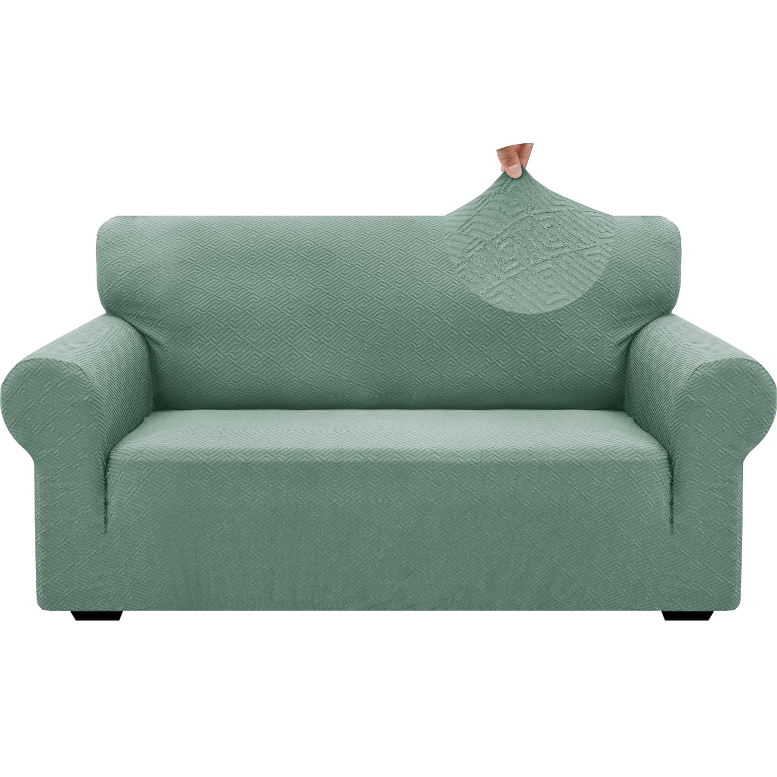 ZNSAYOTX 1 Piece Jacquard Couch Covers for 3 Cushion Couch Living Room High Stretch Sofa Cover Pets Dogs Friendly Anti Slip Thickened Slipcovers Furniture Protector (Sofa, Light Grey)