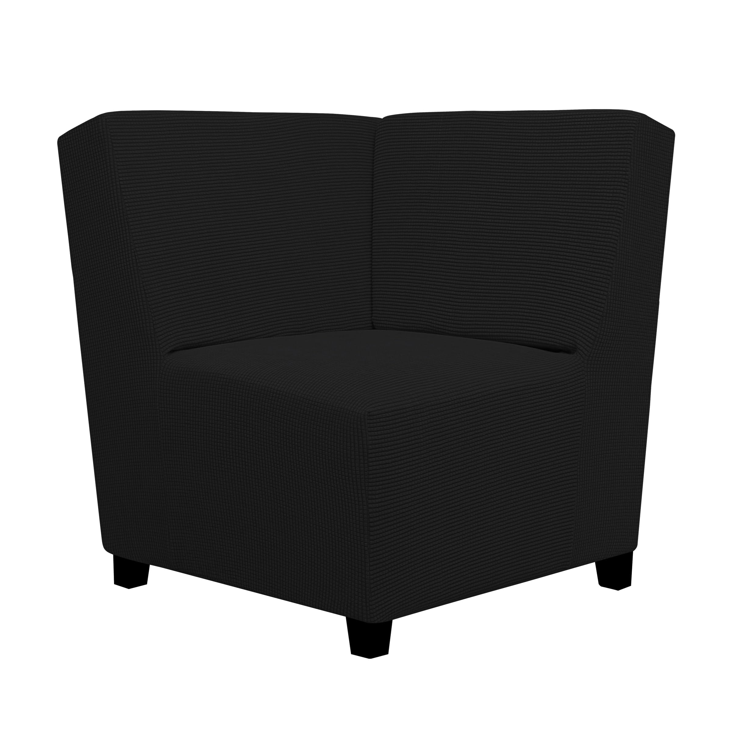 Easy-Going Stretch Sofa Slipcover 1-Piece Sofa Cover Furniture Protector Couch Soft with Elastic Bottom for Kids, Polyester Spandex Jacquard Fabric Small Checks (Sofa, Black)