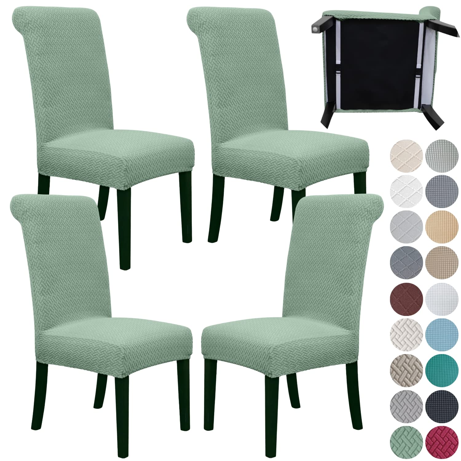 SPRINGRICO 4 Pack Dining Room Chair Covers with seat Belt, Stretch Parsons Chair Slipcover Washable Kitchen Dining Chair Cover Removable Seat Protector Set of 4, S3- Warm Cream