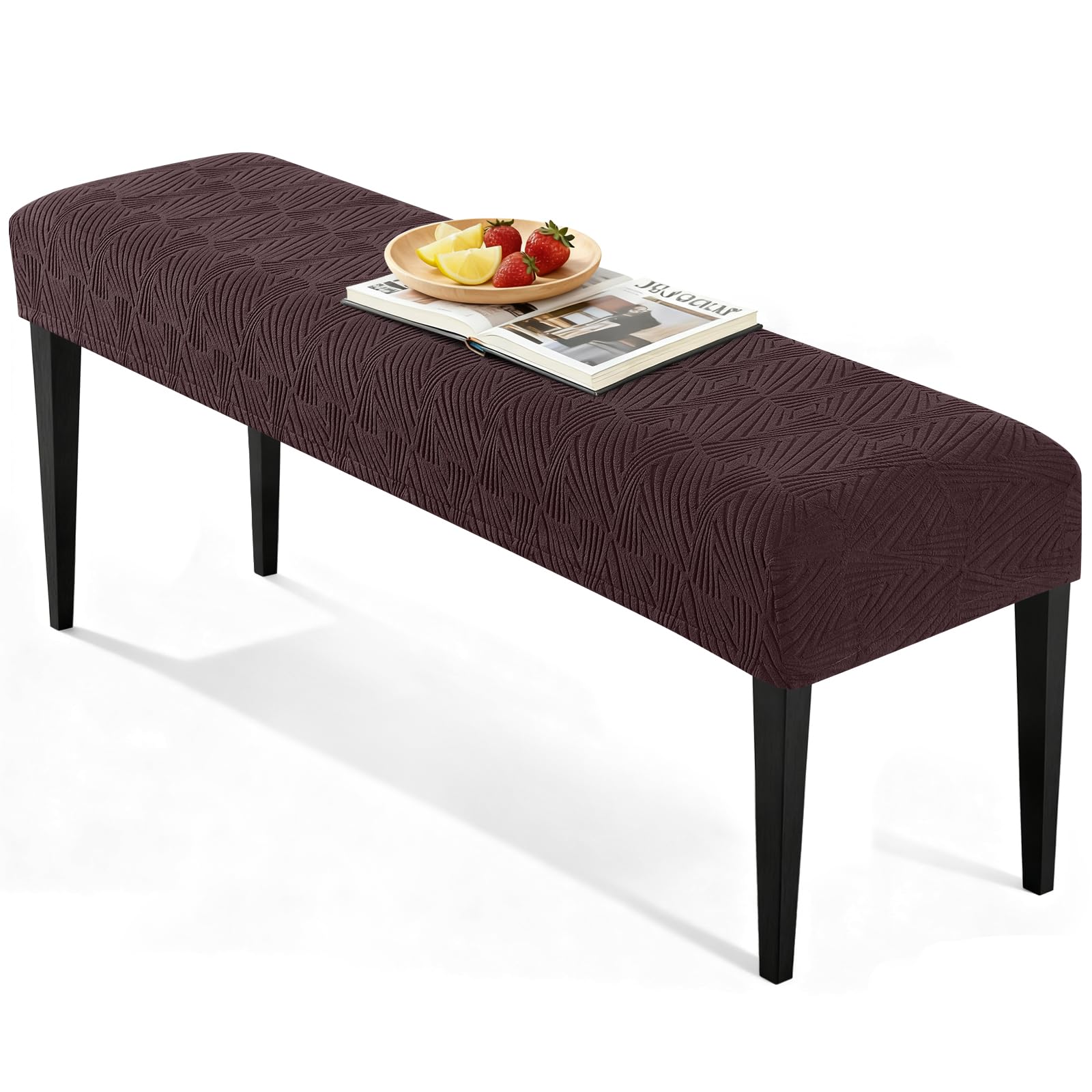 VANSOFY Dining Bench Cover, Stretch Jacaquard Bench Seat Cushion Covers, Rectangular Washable Bench Covers Slipcover for Dining Room, Bedroom, Kitchen, Living Room (Gray)
