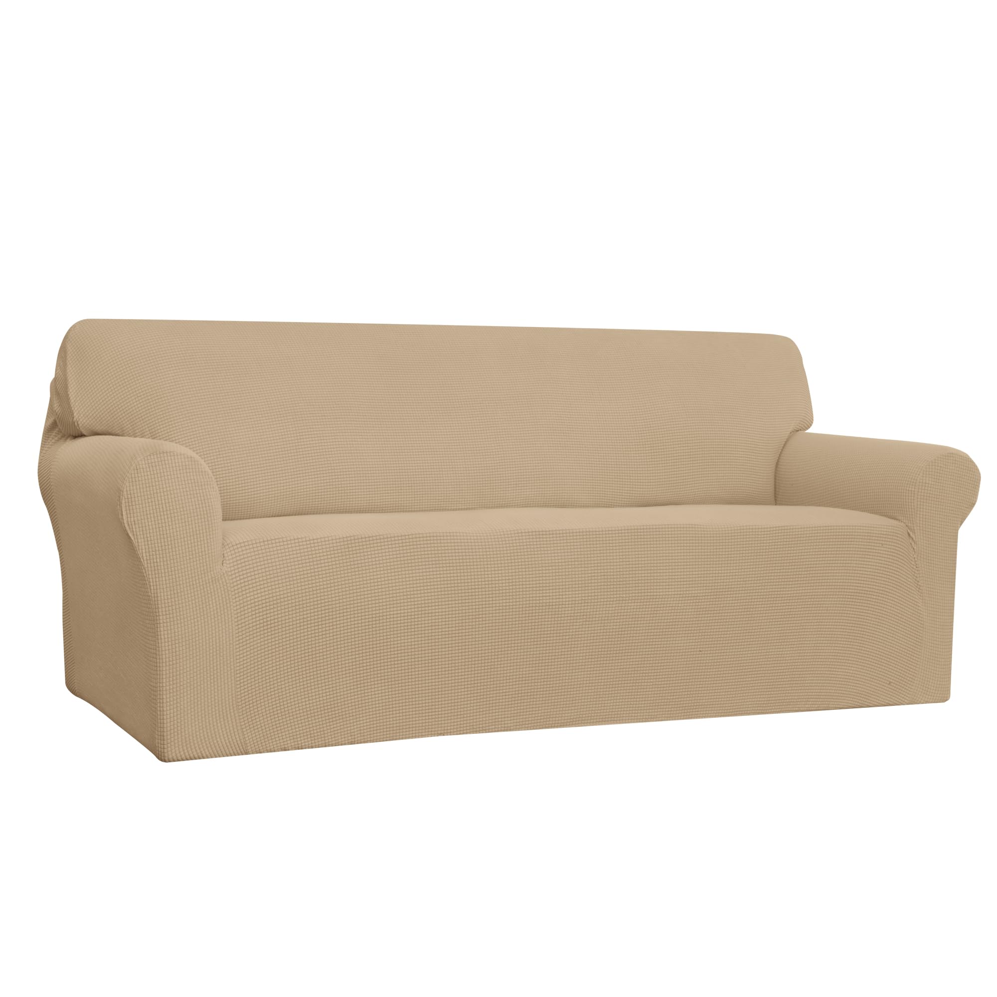 Easy-Going Stretch Sofa Slipcover 1-Piece Sofa Cover Furniture Protector Couch Soft with Elastic Bottom for Kids, Polyester Spandex Jacquard Fabric Small Checks (Sofa, Black)