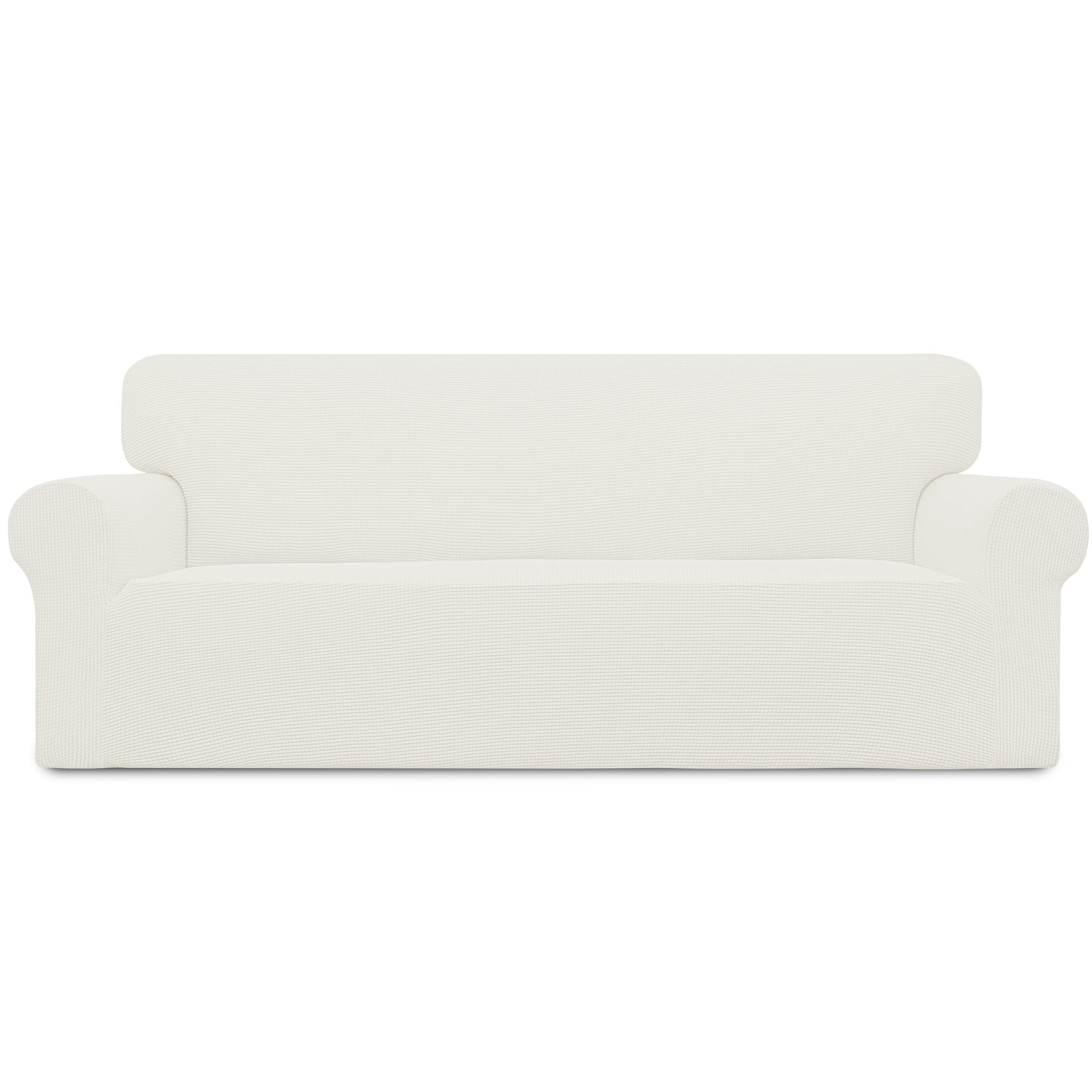 Easy-Going Stretch Sofa Slipcover 1-Piece Sofa Cover Furniture Protector Couch Soft with Elastic Bottom for Kids, Polyester Spandex Jacquard Fabric Small Checks (Sofa, Black)