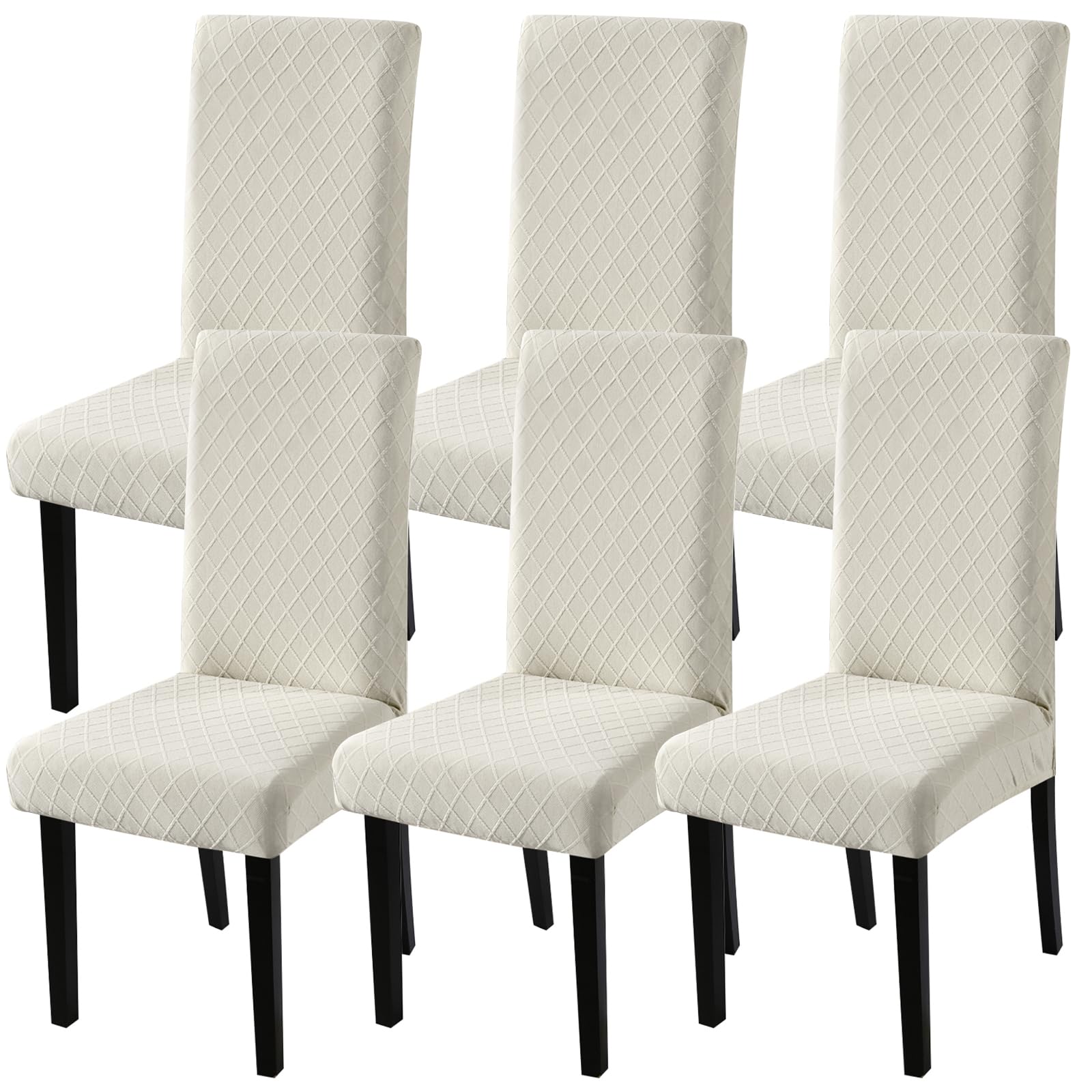 Fuloon Chair Covers for Dining Room 6 Pack, Solid Stretch Dining Chair Covers, Washable Kitchen Slip Covers, Parson Chair Covers Set of 6 (Gray Lotus, 6 Pack)