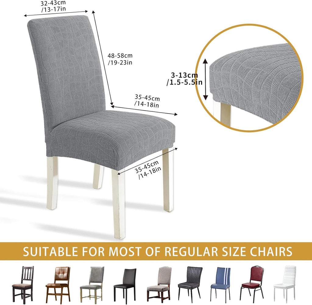 SYSLOON 100% Waterproof Chair Covers for Dining Chairs, Stretch Chair Covers Set of 4, Parson Chair Slipcovers Removable Washable Kitchen Chairs Seat Covers,Light Gray