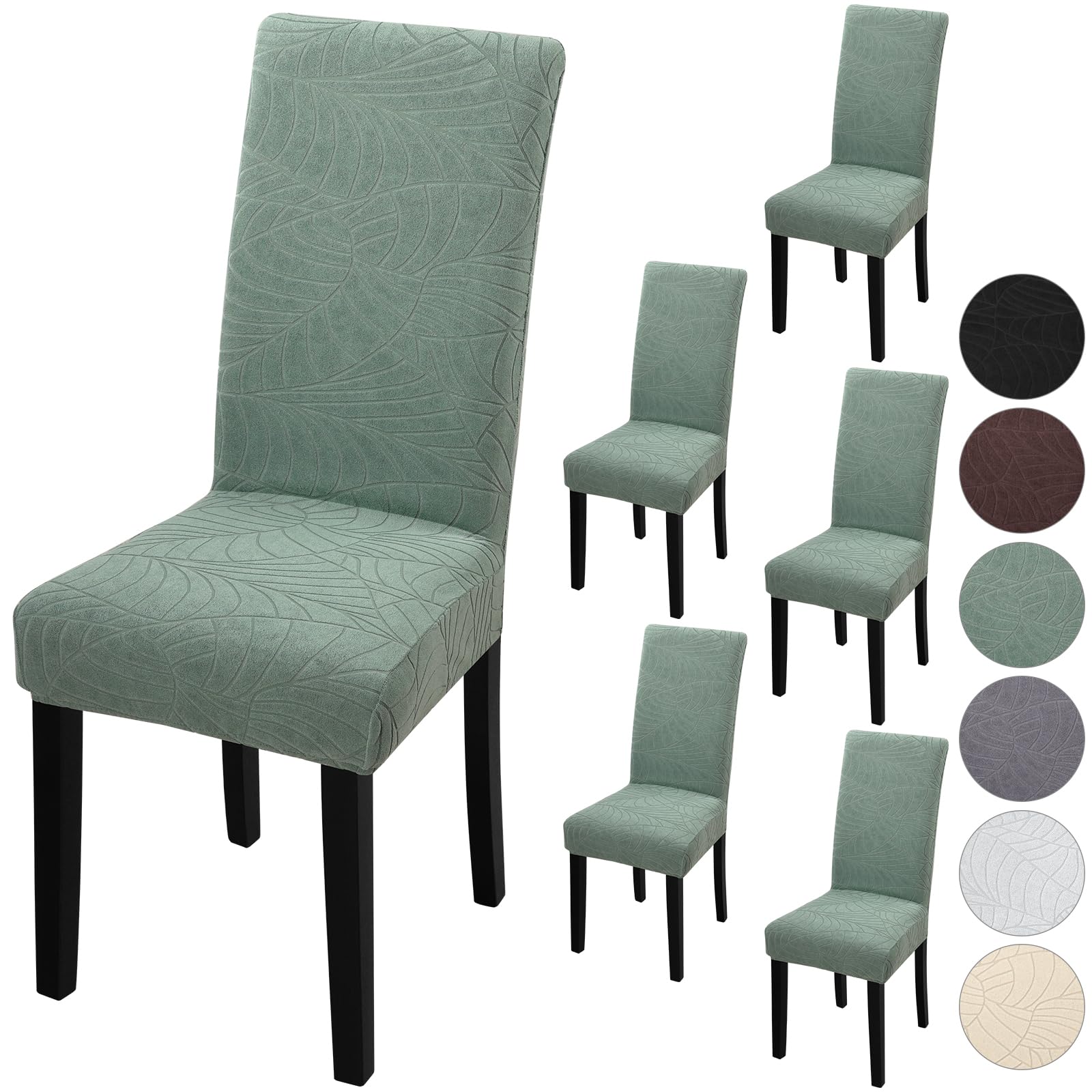 Fuloon Chair Covers for Dining Room 6 Pack, Solid Stretch Dining Chair Covers, Washable Kitchen Slip Covers, Parson Chair Covers Set of 6 (Gray Lotus, 6 Pack)