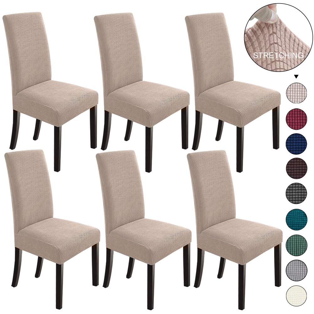 NORTHERN BROTHERS Dining Chair Covers Seat Parson Chair Slipcover for Dining Room Set of 4, Khaki
