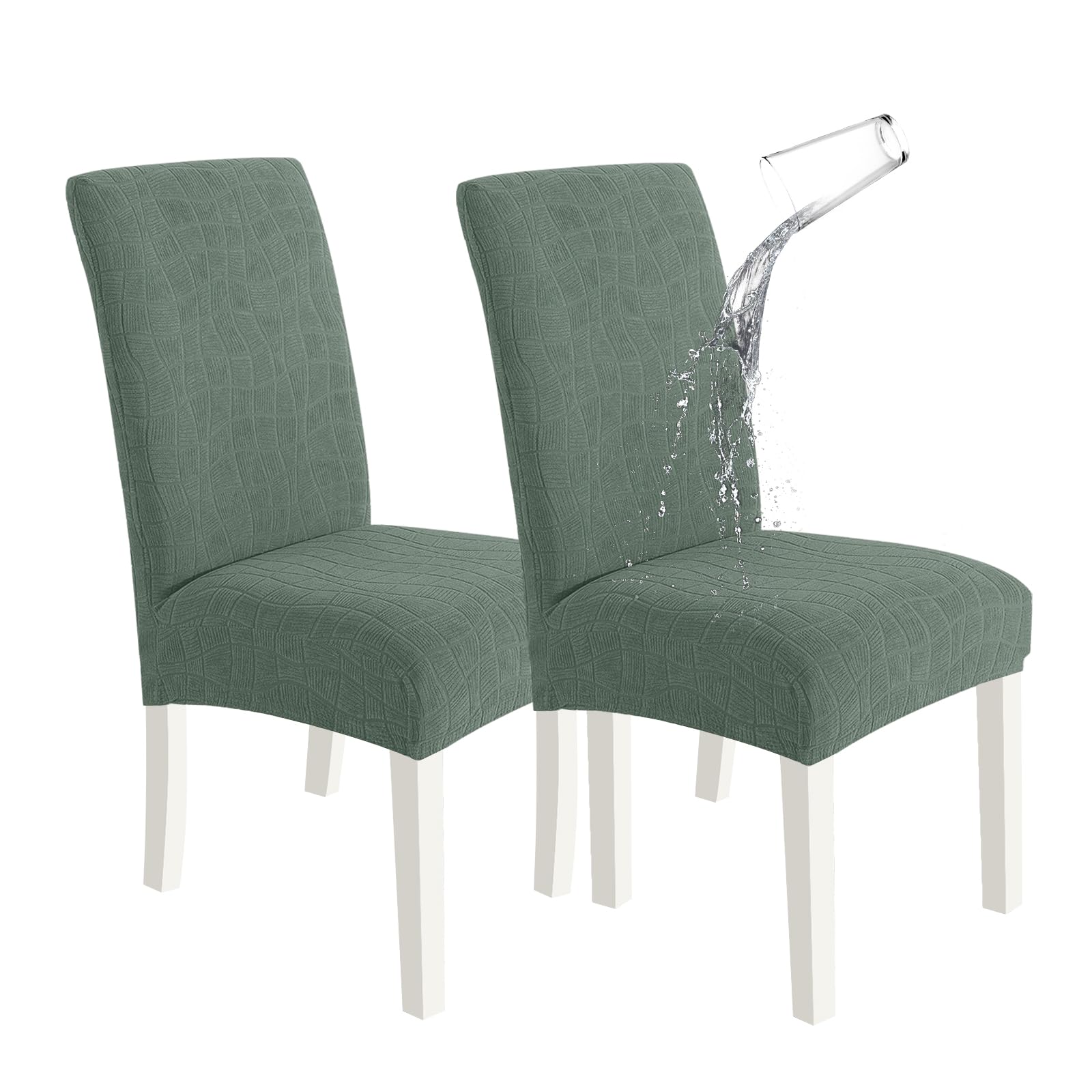 SYSLOON 100% Waterproof Chair Covers for Dining Chairs, Stretch Chair Covers Set of 4, Parson Chair Slipcovers Removable Washable Kitchen Chairs Seat Covers,Light Gray
