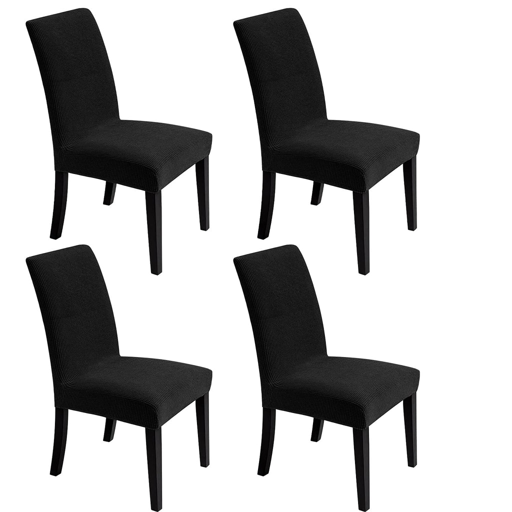 Chair Covers for Dining Room - Stretch Chair Slipcovers for Decorative Seat Protector Armless Removable Washable Elastic Dinner Universal Spandex Solid Chair Slip Covers Set (Cream,4)