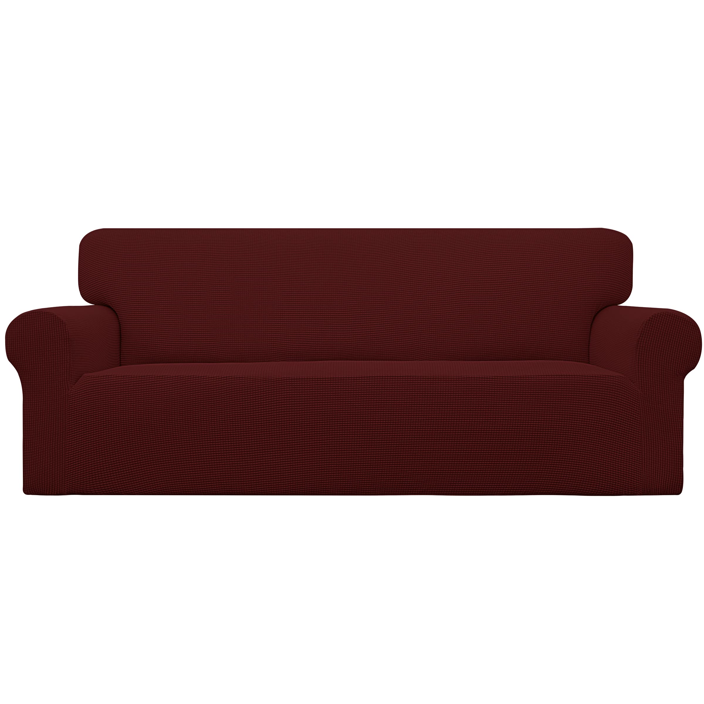 Easy-Going Stretch Sofa Slipcover 1-Piece Sofa Cover Furniture Protector Couch Soft with Elastic Bottom for Kids, Polyester Spandex Jacquard Fabric Small Checks (Sofa, Black)