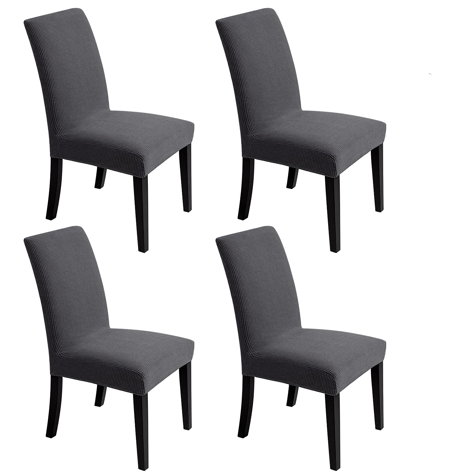 Chair Covers for Dining Room - Stretch Chair Slipcovers for Decorative Seat Protector Armless Removable Washable Elastic Dinner Universal Spandex Solid Chair Slip Covers Set (Cream,4)