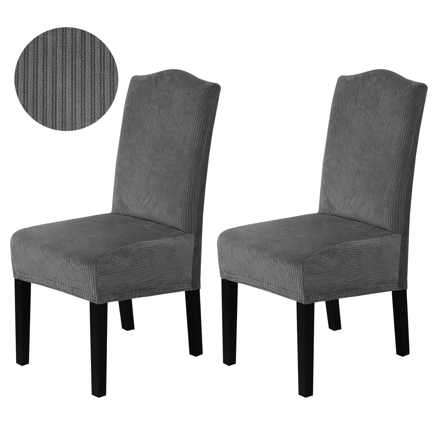 H.VERSAILTEX Dining Chair Covers Stretch for Dining Room Set of 4 Parson Chair Slipcovers Protectors, Soft Thick Solid Velvet Fabric Washable, Taupe