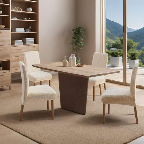 Chair Covers for Dining Chairs,100% Waterproof Dining Chair Covers Set of 4,Removable Stretch Parsons Slip,Washable Seat Protector for Kitchen Beige