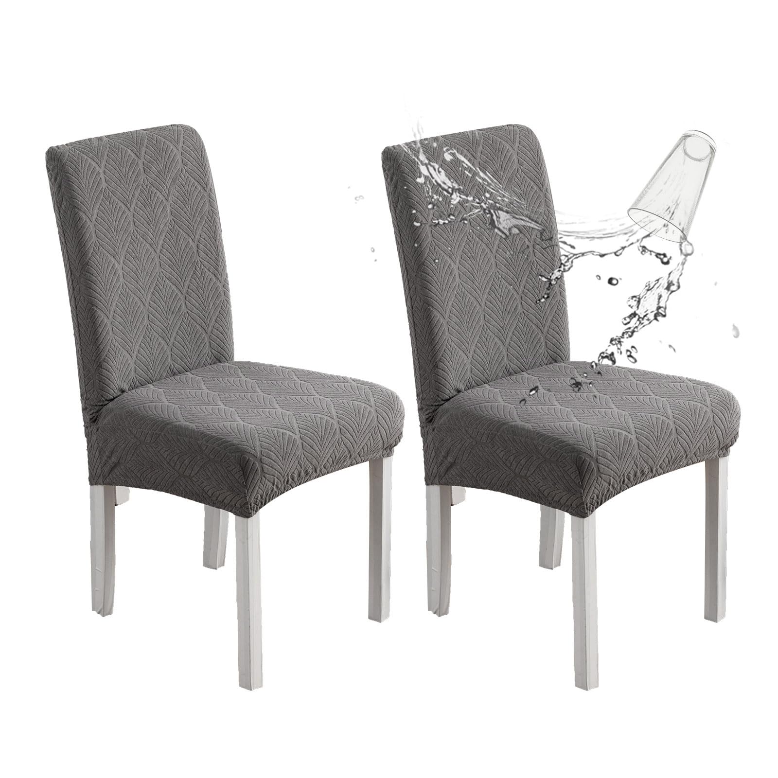 Chair Covers for Dining Chairs,100% Waterproof Dining Chair Covers Set of 4,Removable Stretch Parsons Slip,Washable Seat Protector for Kitchen Beige