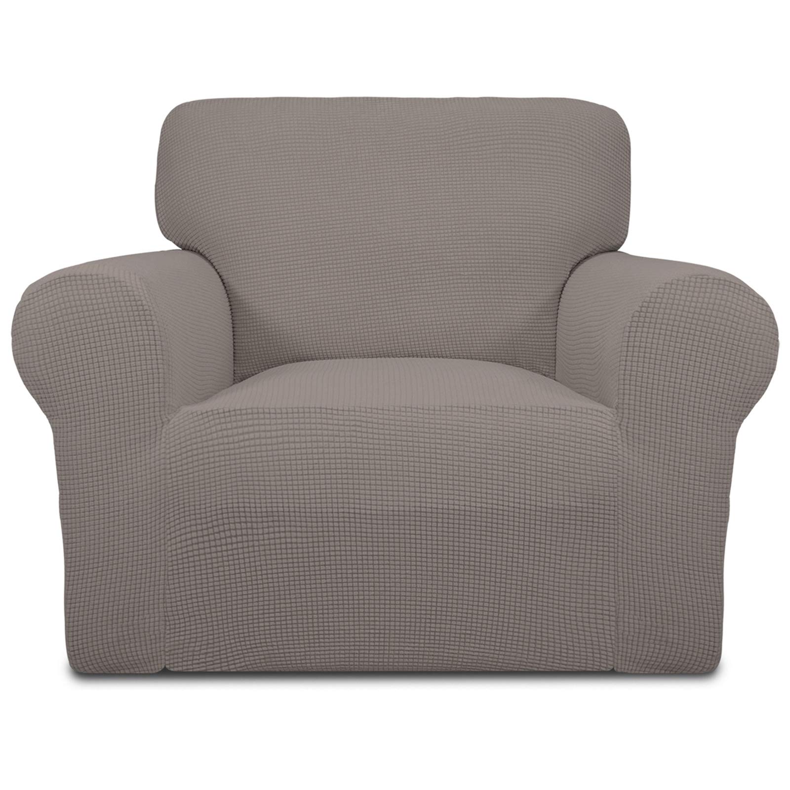 Easy-Going Stretch Sofa Slipcover 1-Piece Sofa Cover Furniture Protector Couch Soft with Elastic Bottom for Kids, Polyester Spandex Jacquard Fabric Small Checks (Sofa, Dark Gray)