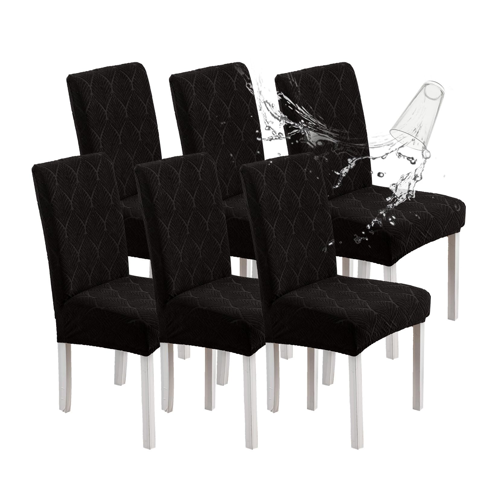 Chair Covers for Dining Chairs,100% Waterproof Dining Chair Covers Set of 4,Removable Stretch Parsons Slip,Washable Seat Protector for Kitchen Beige