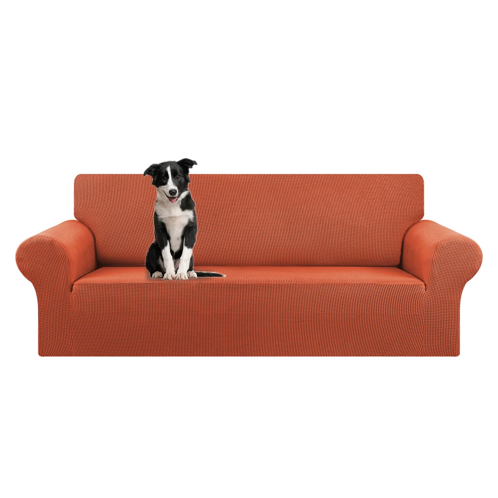 KEKUOU Stretch Sofa Cover Slipcover ，Couch Covers for 3 Cushion Couch Sofa pet Friendly (78"-94") Furniture Protector Sofa with Elastic Bottom for Kids,Dog, Jacquard Small Checked(Large,Black)