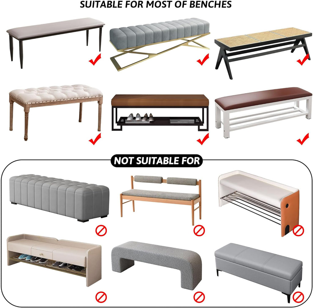 Stretch Bench Covers, Bench Seat Covers, Bench Cushions Covers, Printed Bench Seat Protector, Washable Bench Slipcover, Rectangle Bench Covers for Dining Room, Living Room, Kitchen (Flowers)