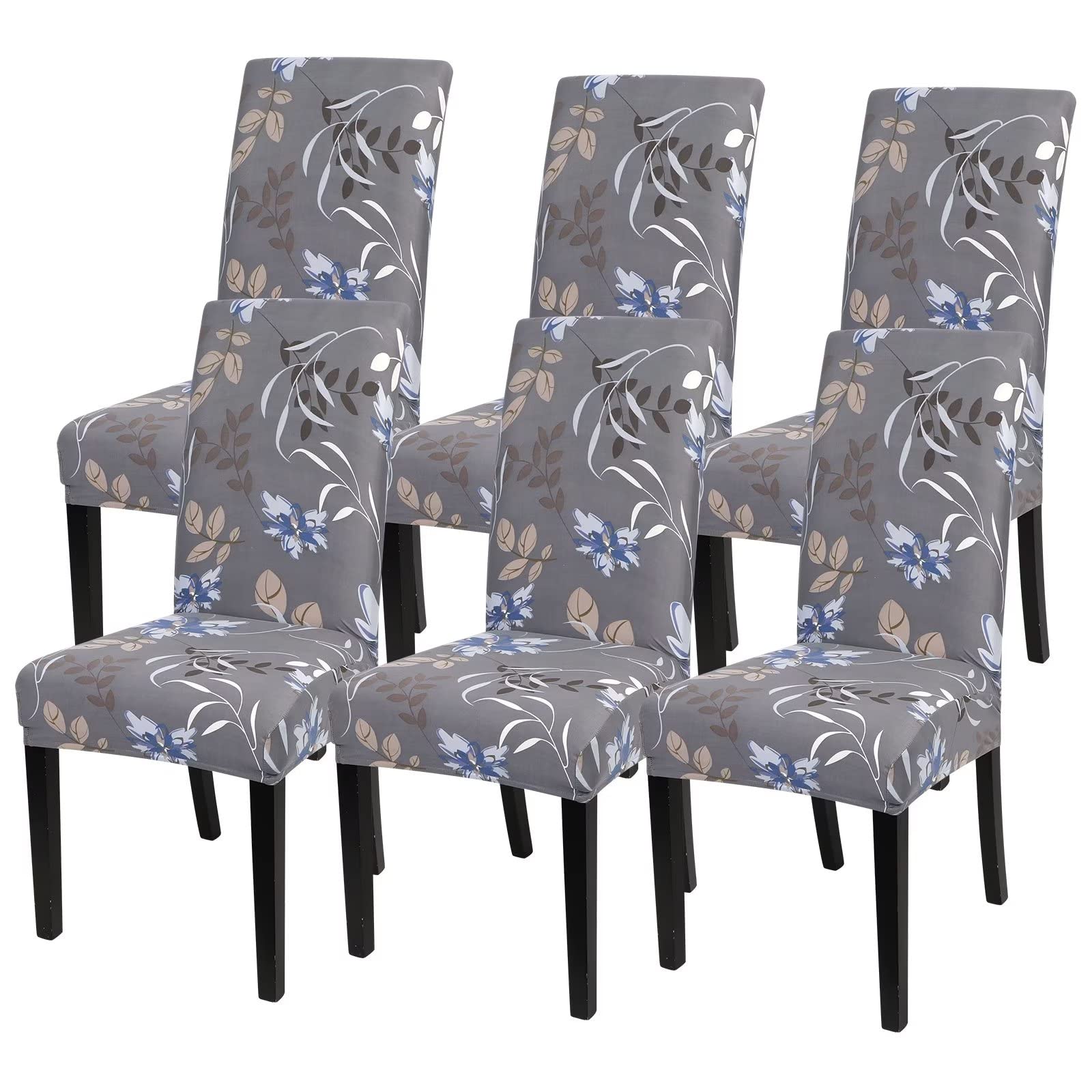 SearchI Dining Room Chair Covers Set of 6, Stretch Jacquard Parsons Chair Slipcovers Super Fit Removable Washable Kitchen Chair Protector Cover for Dining Room, Hotel, Ceremony (Beige Rhombus)