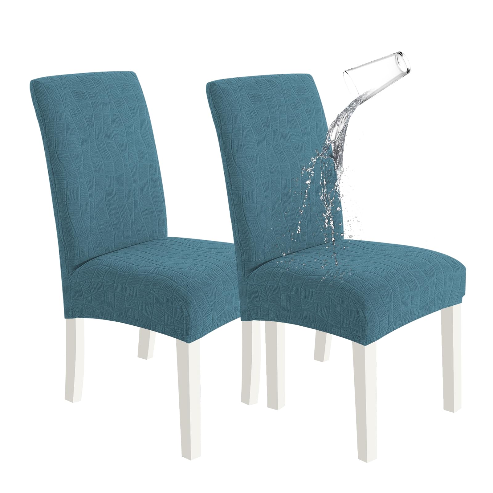 SYSLOON 100% Waterproof Chair Covers for Dining Chairs, Stretch Chair Covers Set of 4, Parson Chair Slipcovers Removable Washable Kitchen Chairs Seat Covers,Light Gray
