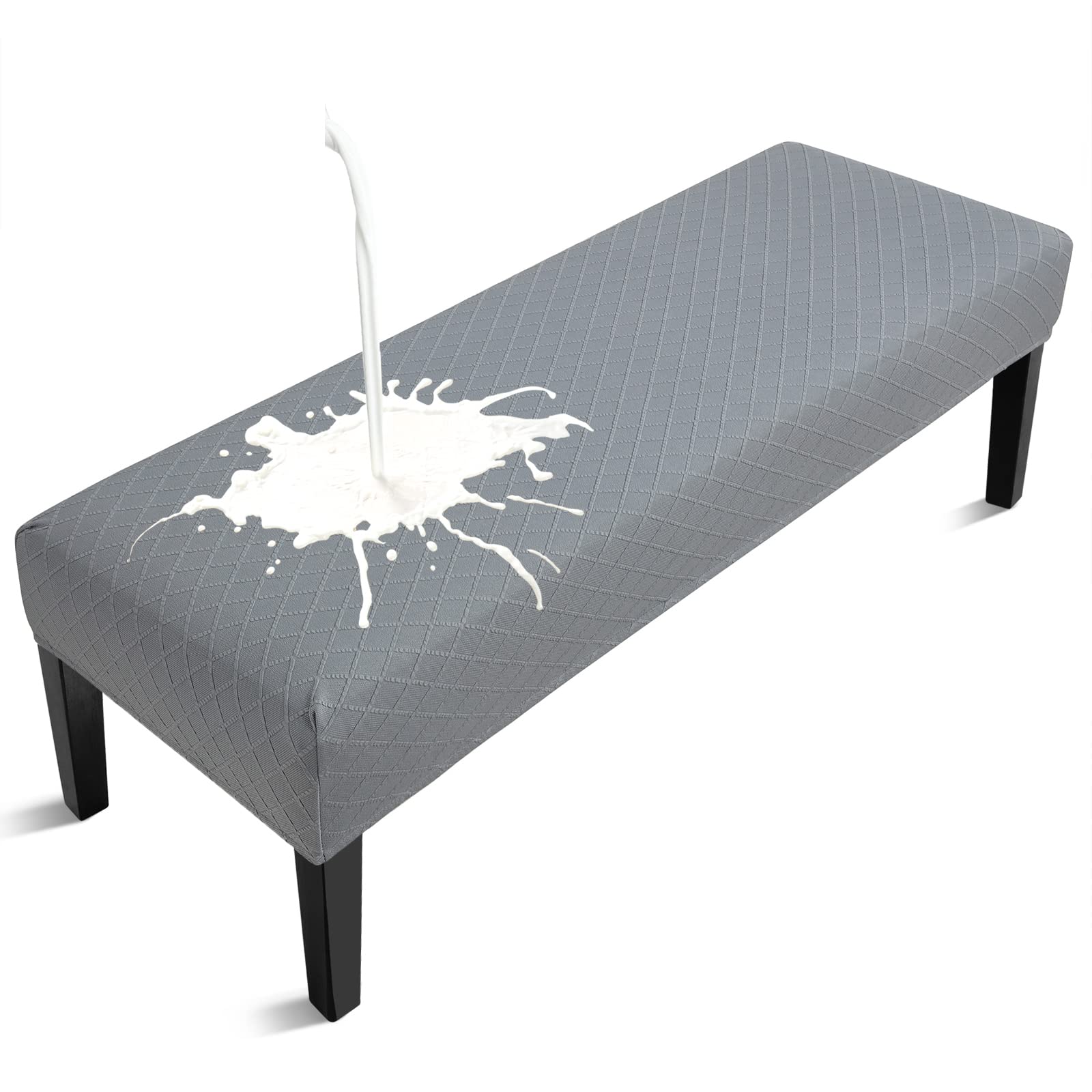 Fuloon Waterproof Dining Bench Cover, Removable Bench Slipcover Washable Bench Seat Protector Cover for Living Room, Bedroom, Kitchen (Beige)