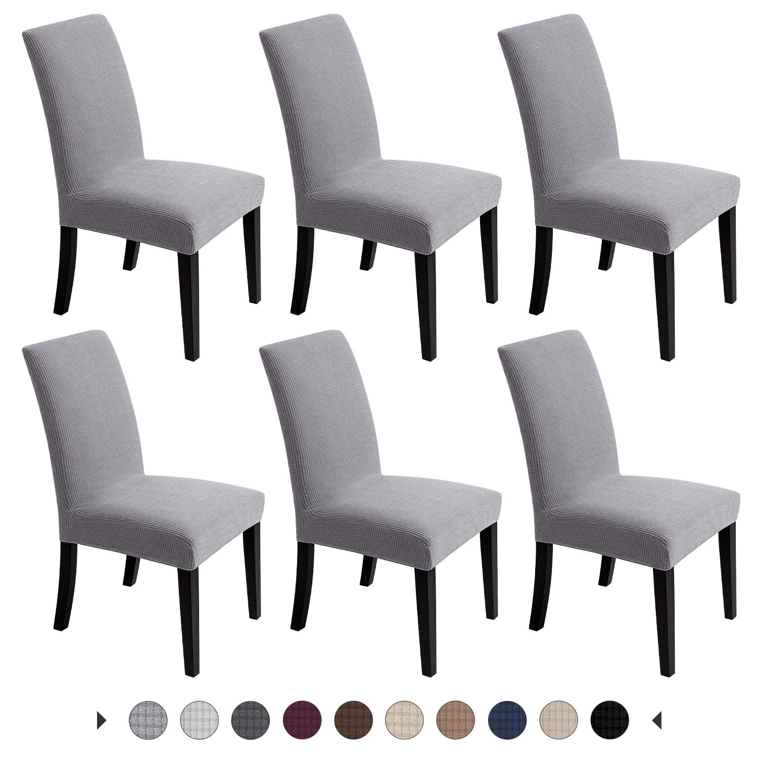 Chair Covers for Dining Room - Stretch Chair Slipcovers for Decorative Seat Protector Armless Removable Washable Elastic Dinner Universal Spandex Solid Chair Slip Covers Set (Cream,4)
