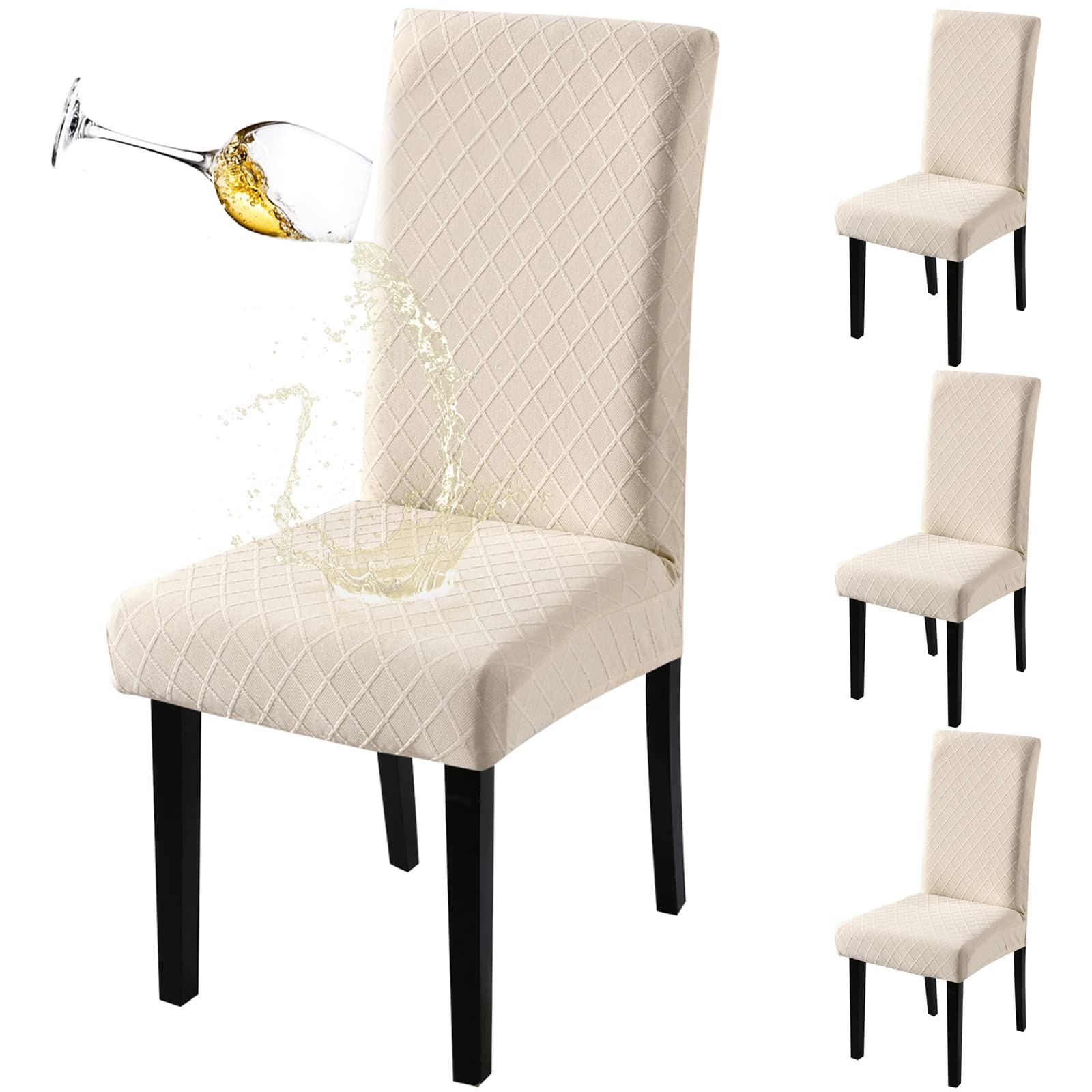 Fuloon Chair Covers for Dining Room 6 Pack, Solid Stretch Dining Chair Covers, Washable Kitchen Slip Covers, Parson Chair Covers Set of 6 (Gray Lotus, 6 Pack)