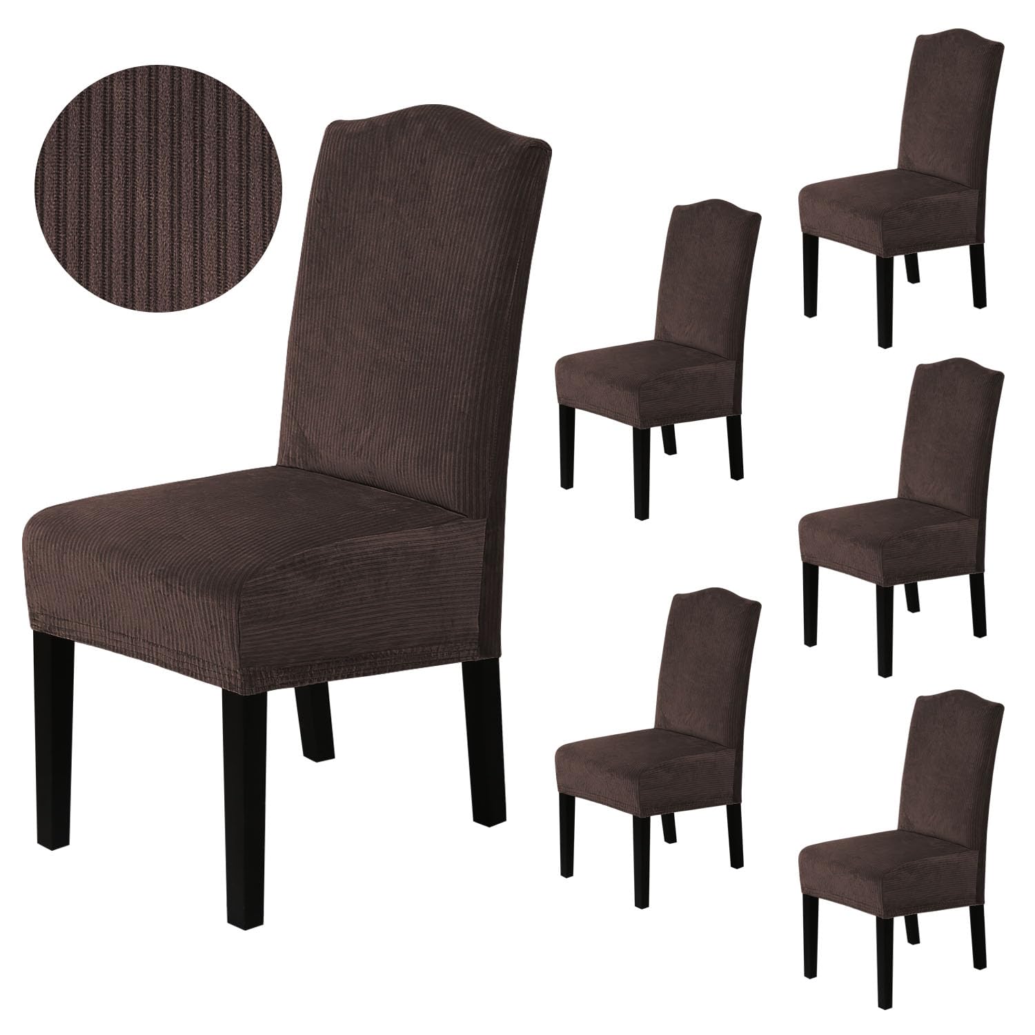 H.VERSAILTEX Dining Chair Covers Stretch for Dining Room Set of 4 Parson Chair Slipcovers Protectors, Soft Thick Solid Velvet Fabric Washable, Taupe