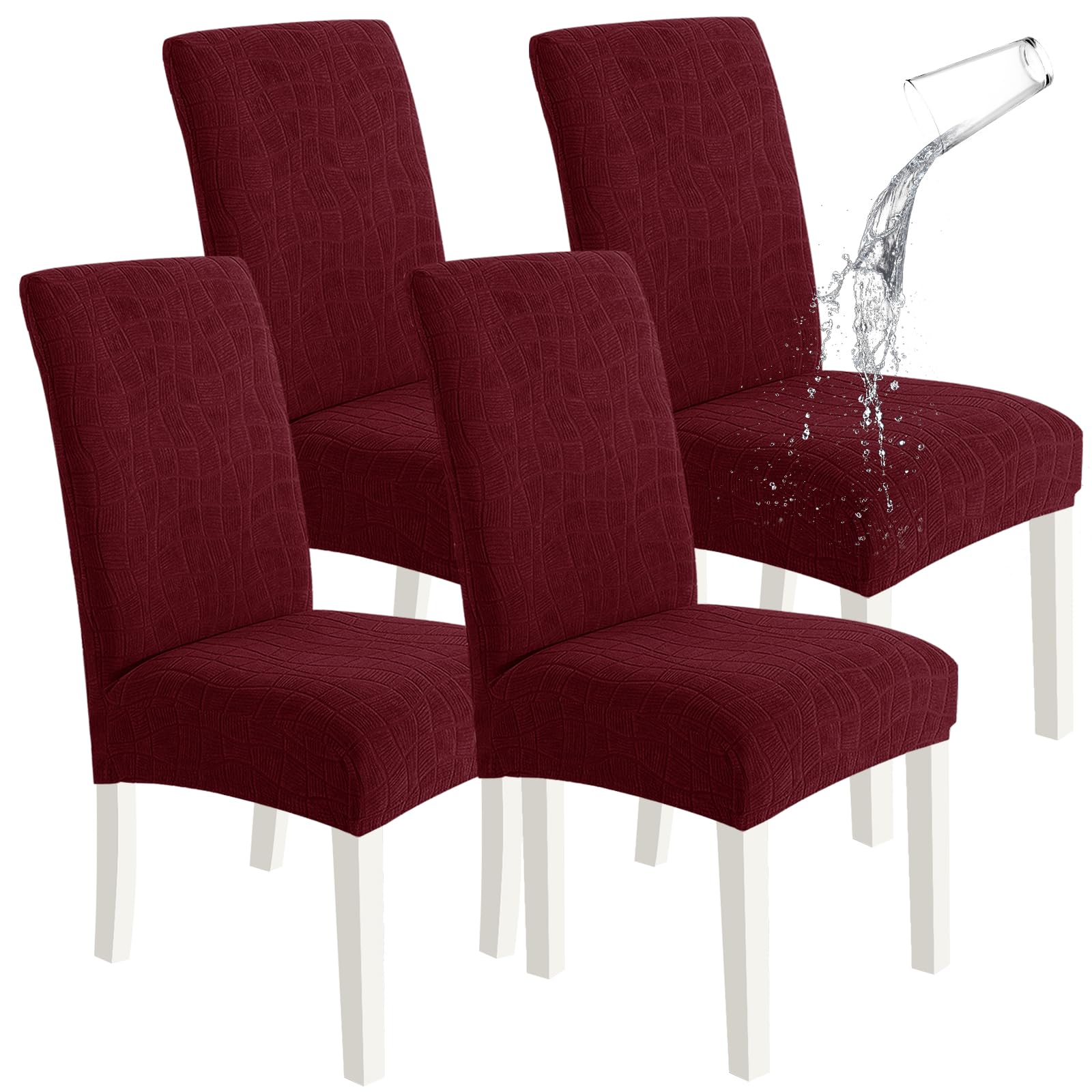 SYSLOON 100% Waterproof Chair Covers for Dining Chairs, Stretch Chair Covers Set of 4, Parson Chair Slipcovers Removable Washable Kitchen Chairs Seat Covers,Light Gray