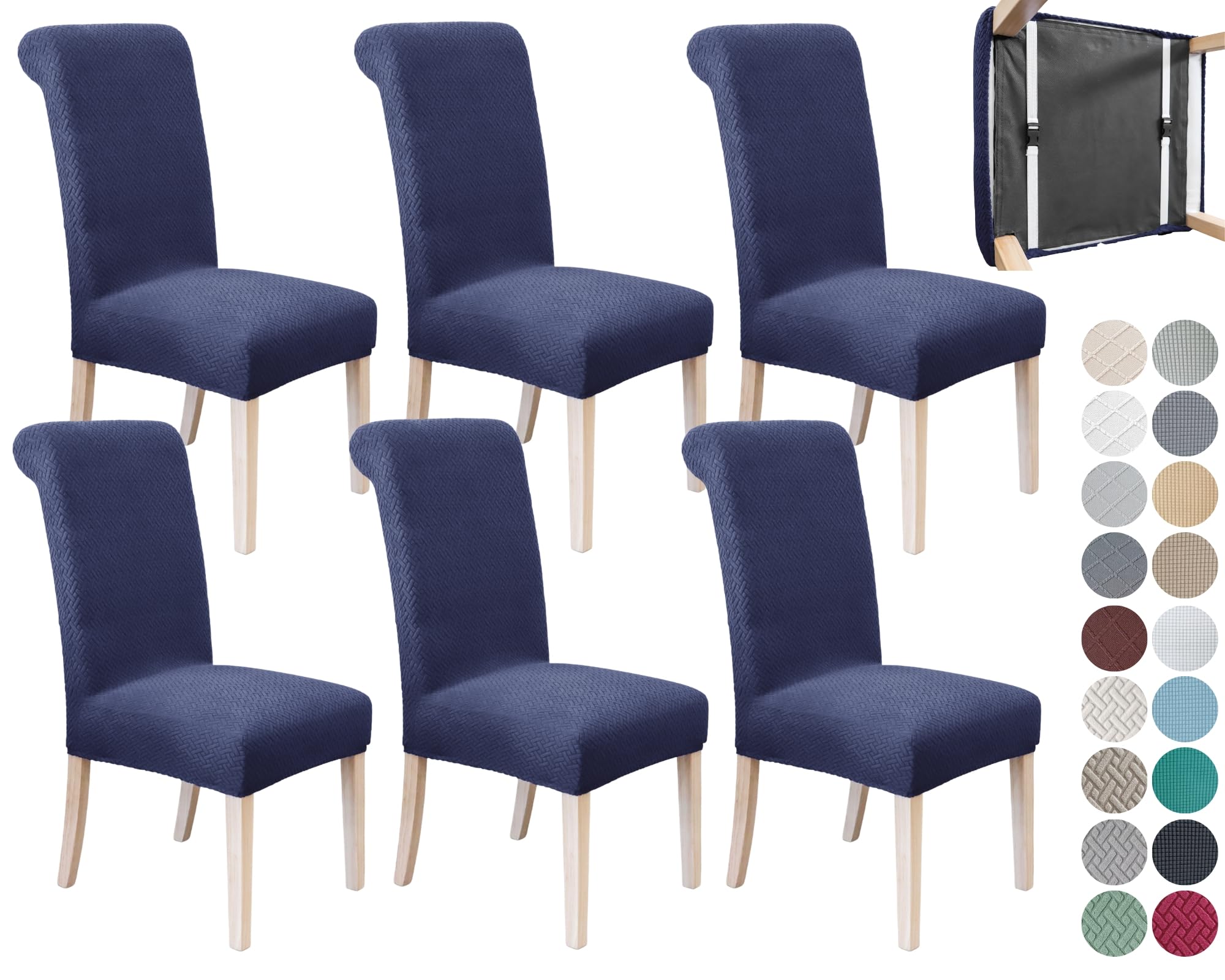 SPRINGRICO 4 Pack Dining Room Chair Covers with seat Belt, Stretch Parsons Chair Slipcover Washable Kitchen Dining Chair Cover Removable Seat Protector Set of 4, S3- Warm Cream