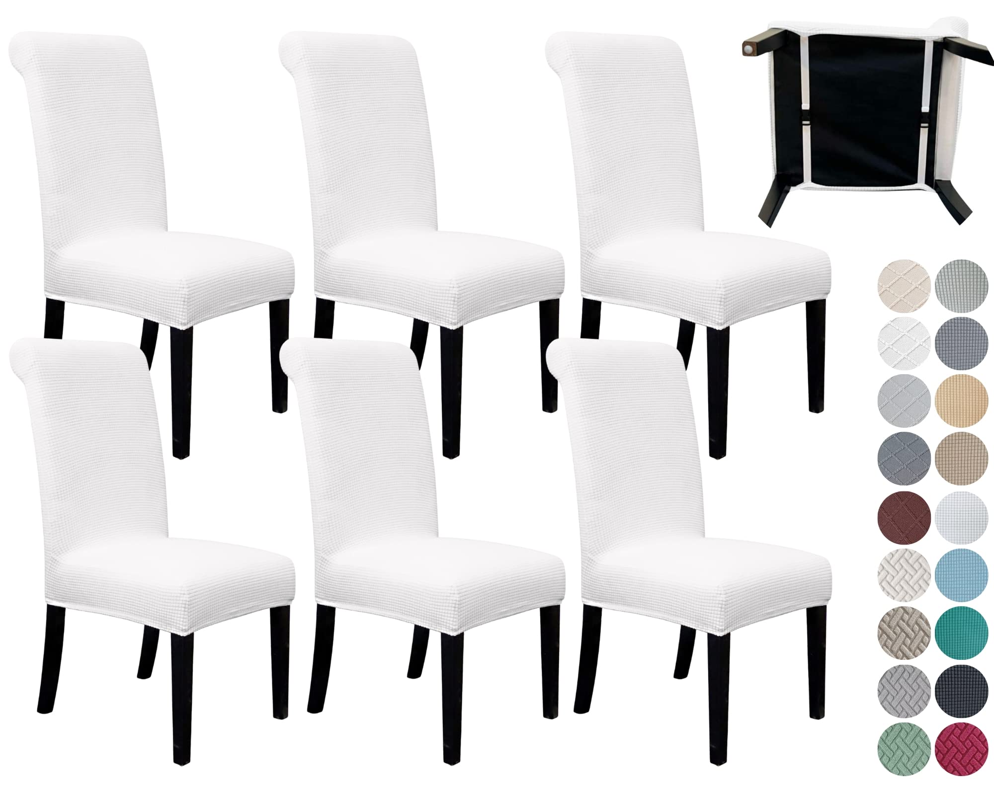 SPRINGRICO 4 Pack Dining Room Chair Covers with seat Belt, Stretch Parsons Chair Slipcover Washable Kitchen Dining Chair Cover Removable Seat Protector Set of 4, S3- Warm Cream