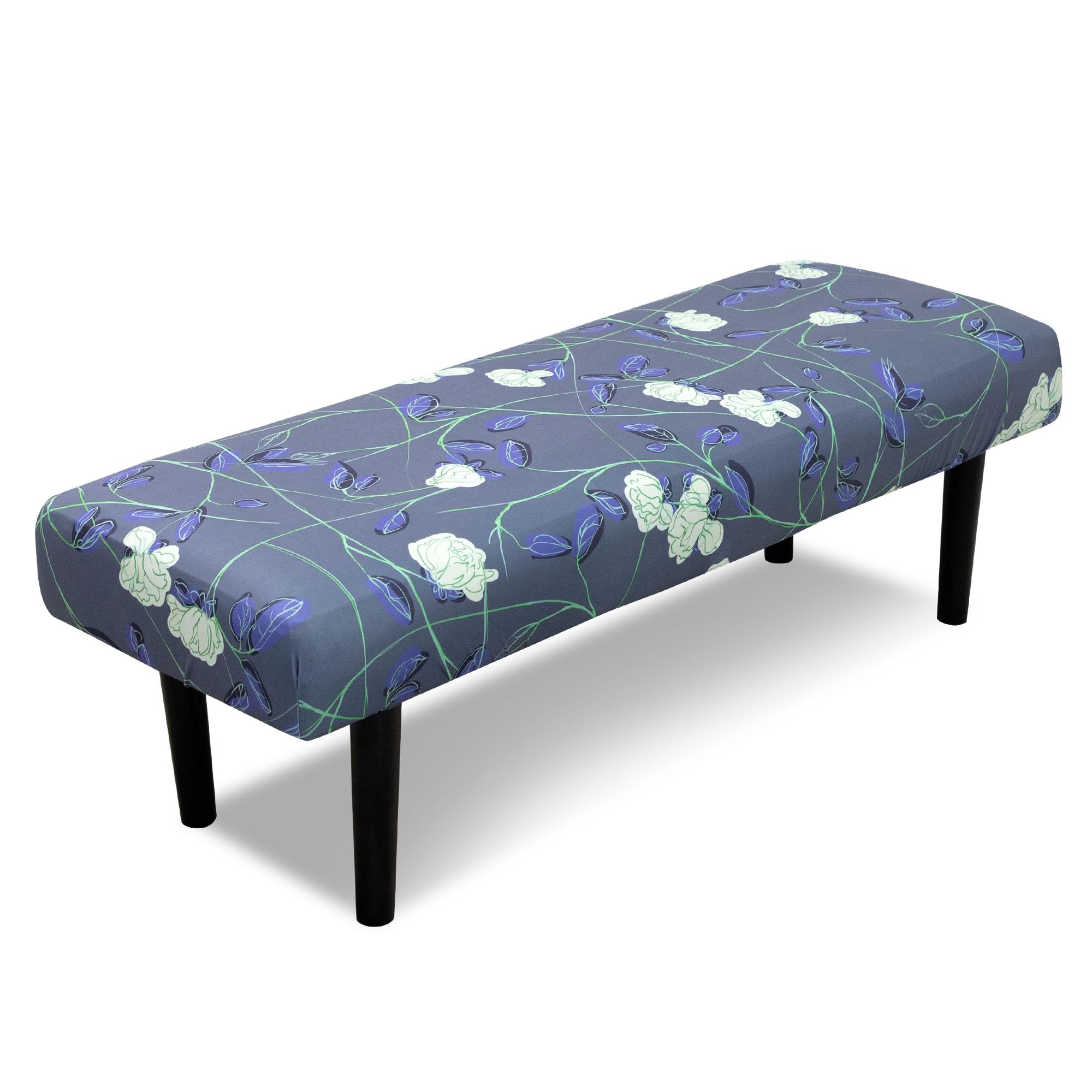 Stretch Bench Covers, Bench Seat Covers, Bench Cushions Covers, Printed Bench Seat Protector, Washable Bench Slipcover, Rectangle Bench Covers for Dining Room, Living Room, Kitchen(Leaf grey)