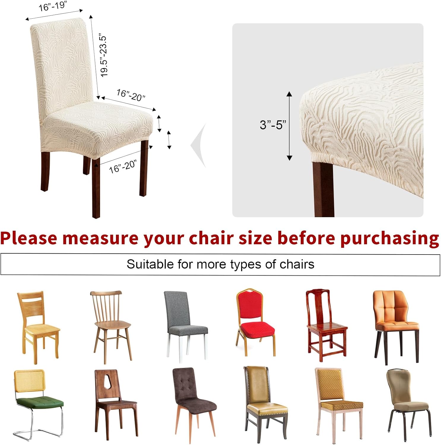 Dining Chair Covers, Chair Covers for Dining Room Stretch Parsons Chair Slipcover, for Dining Room Kitchen Chair Protector Cover, Removable, Washable (Beige, 6 Pack)