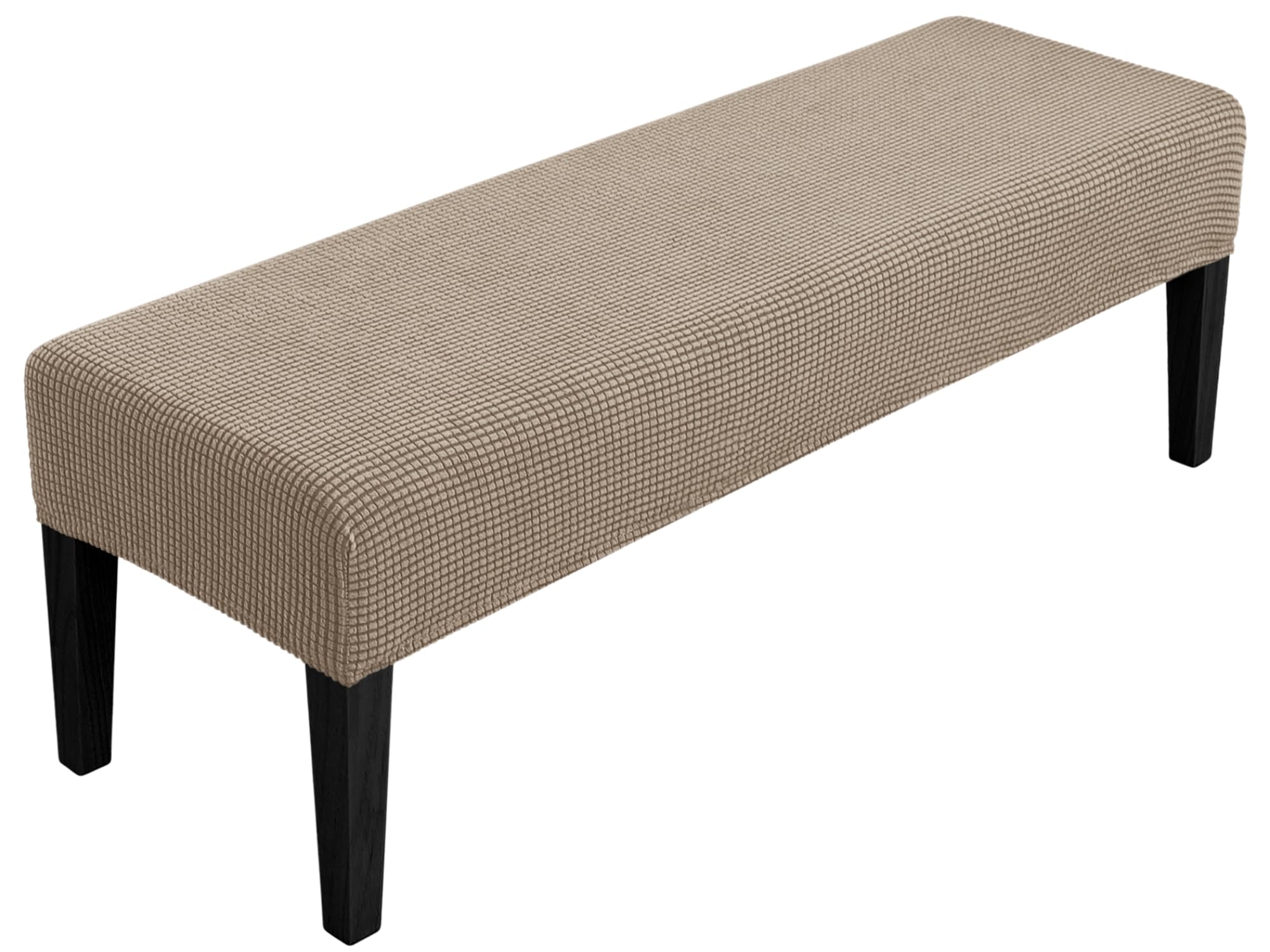 SPRINGRICO Stretch Dining Bench Cover, Removable Bench Slipcover Washable Bench Seat Protector Rectangle Bench Cover for Dining Room, Living Room, Bedroom, Kitchen (S1-Khaki)