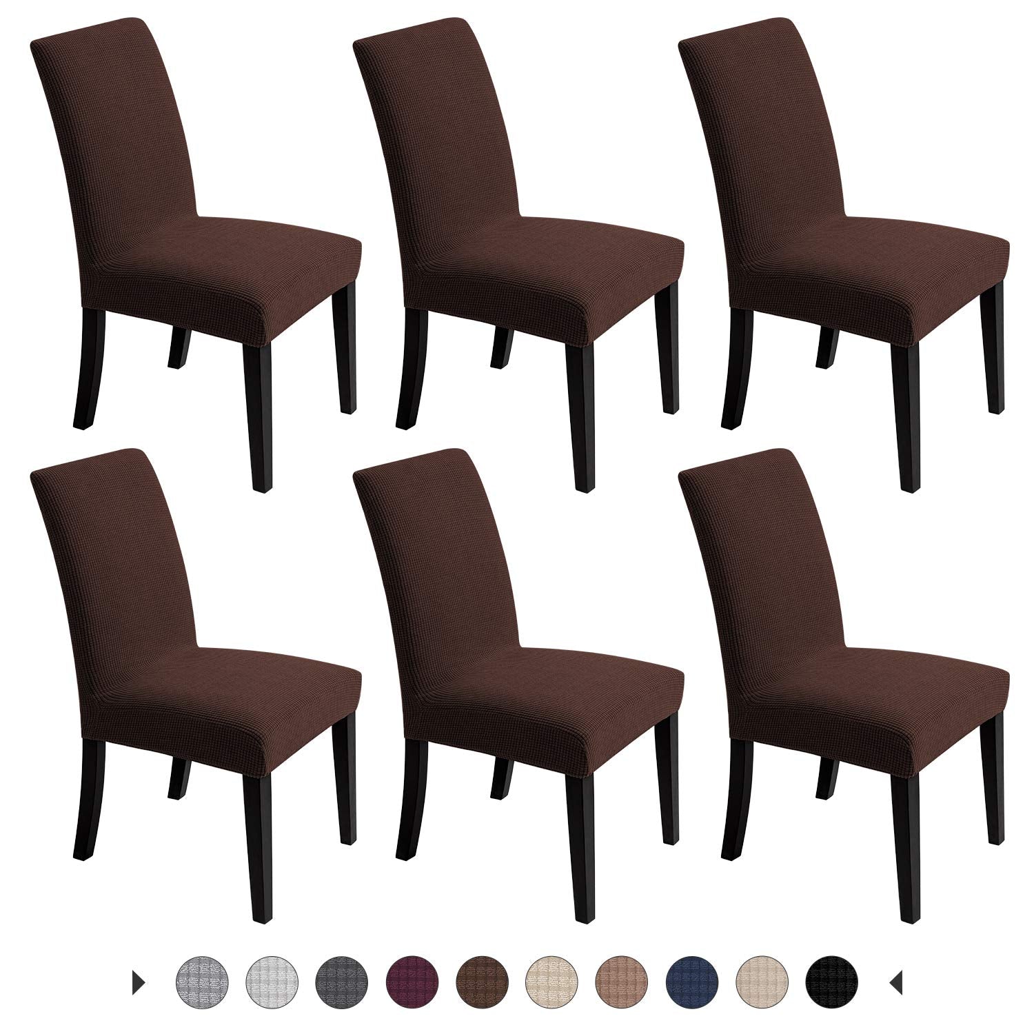 Chair Covers for Dining Room - Stretch Chair Slipcovers for Decorative Seat Protector Armless Removable Washable Elastic Dinner Universal Spandex Solid Chair Slip Covers Set (Cream,4)