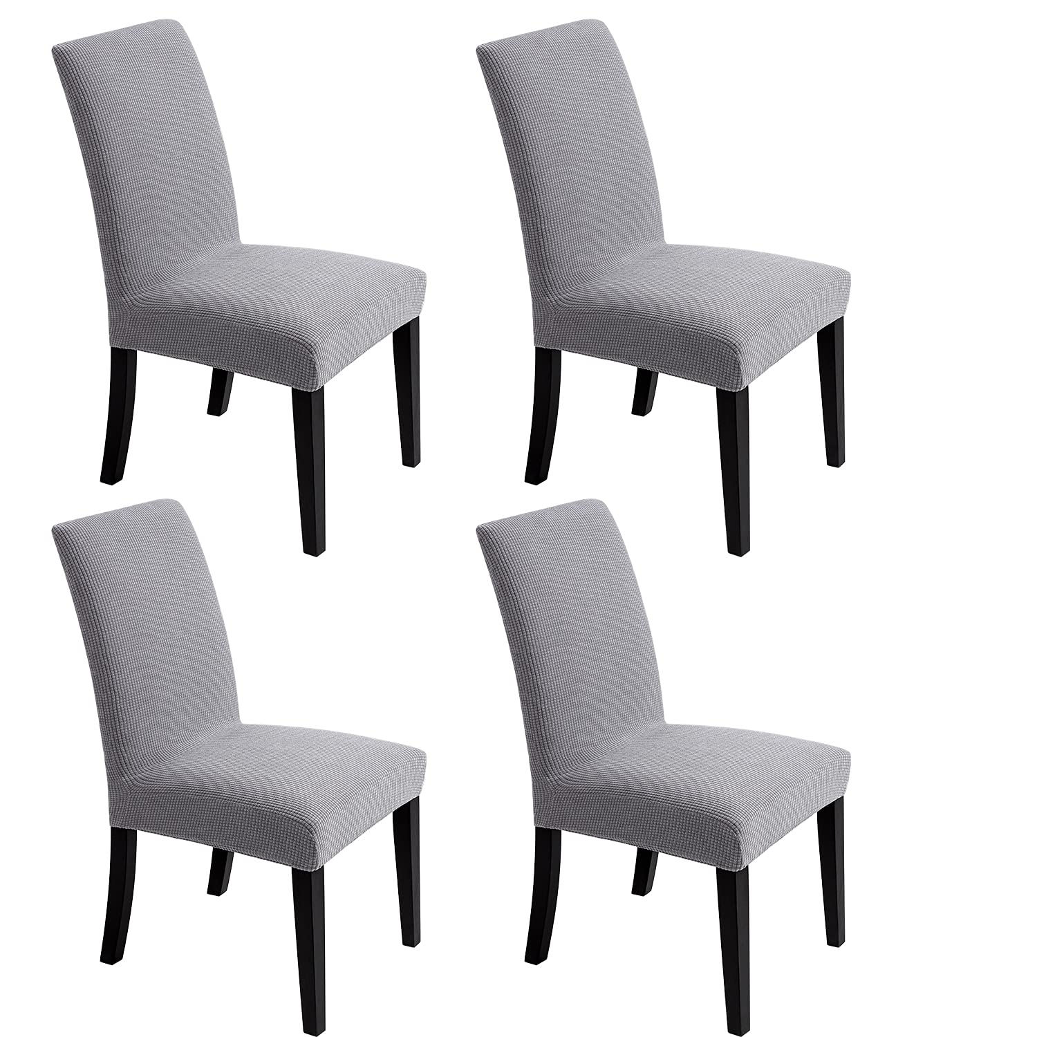 Chair Covers for Dining Room - Stretch Chair Slipcovers for Decorative Seat Protector Armless Removable Washable Elastic Dinner Universal Spandex Solid Chair Slip Covers Set (Cream,4)