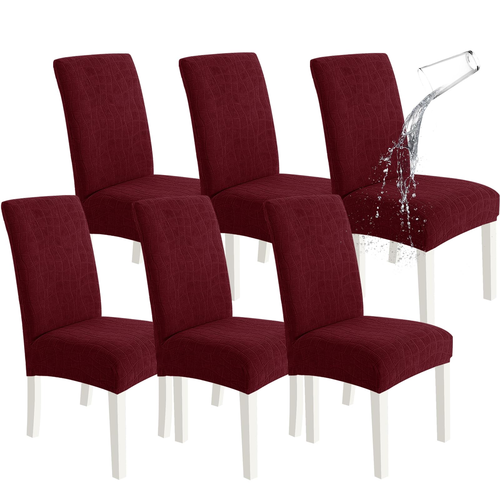 SYSLOON 100% Waterproof Chair Covers for Dining Chairs, Stretch Chair Covers Set of 4, Parson Chair Slipcovers Removable Washable Kitchen Chairs Seat Covers,Light Gray