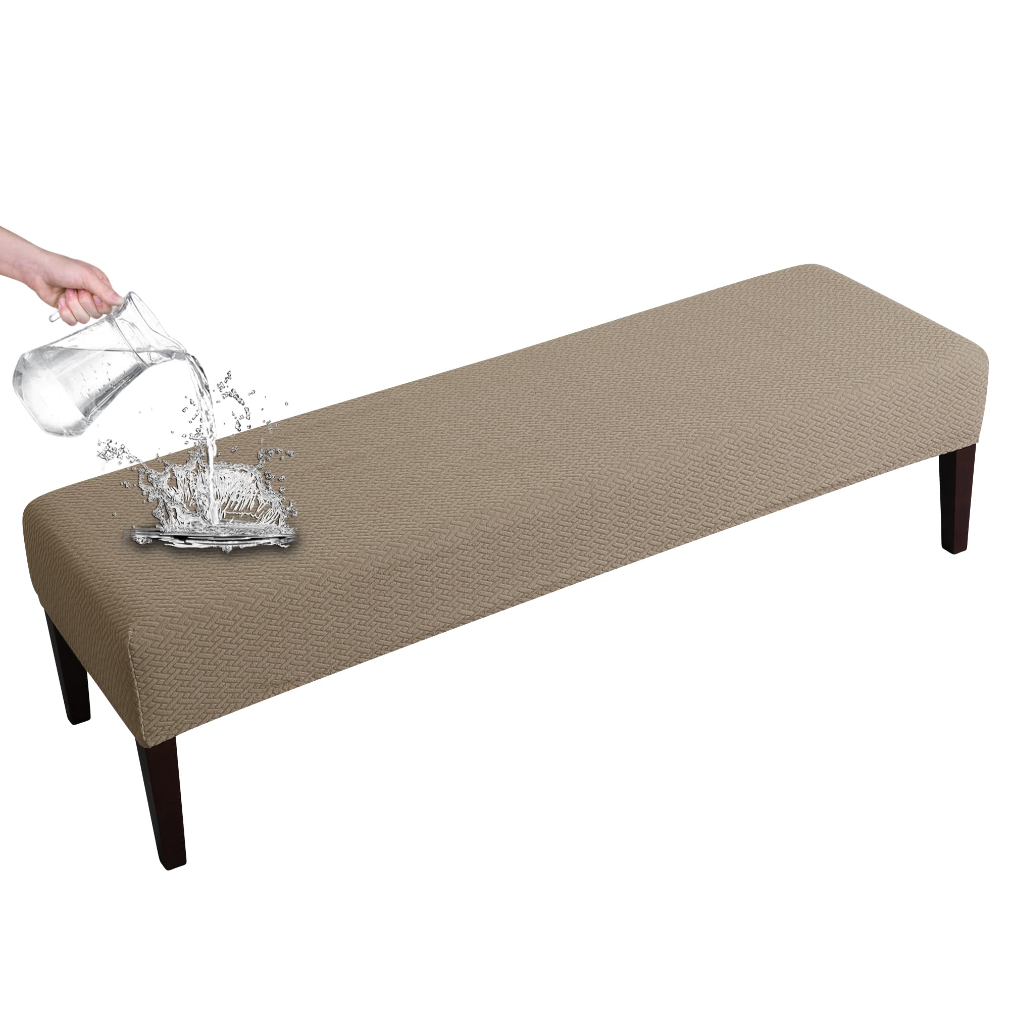 FORCHEER Dining Bench Cover Velvet Black Bench Slipcover for Living Room Rectangle 59inch Bench Seat Protector for Bedroom, Kitchen Washable(Velvet-Black)