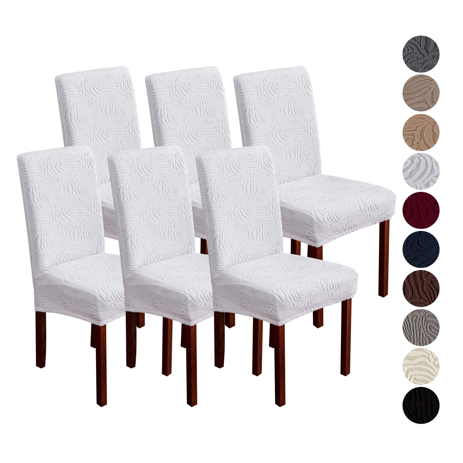 Dining Chair Covers, Chair Covers for Dining Room Stretch Parsons Chair Slipcover, for Dining Room Kitchen Chair Protector Cover, Removable, Washable (Beige, 6 Pack)