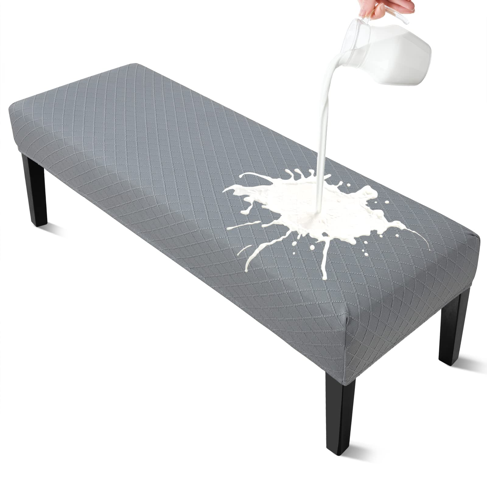 YISUN Dining Room Bench Covers, PU Leather Waterproof Upholstered Bench Slipcover, Removable Washable Bench Seat Protectors for Living Room, Bedroom, Kitchen(PU Coffee)