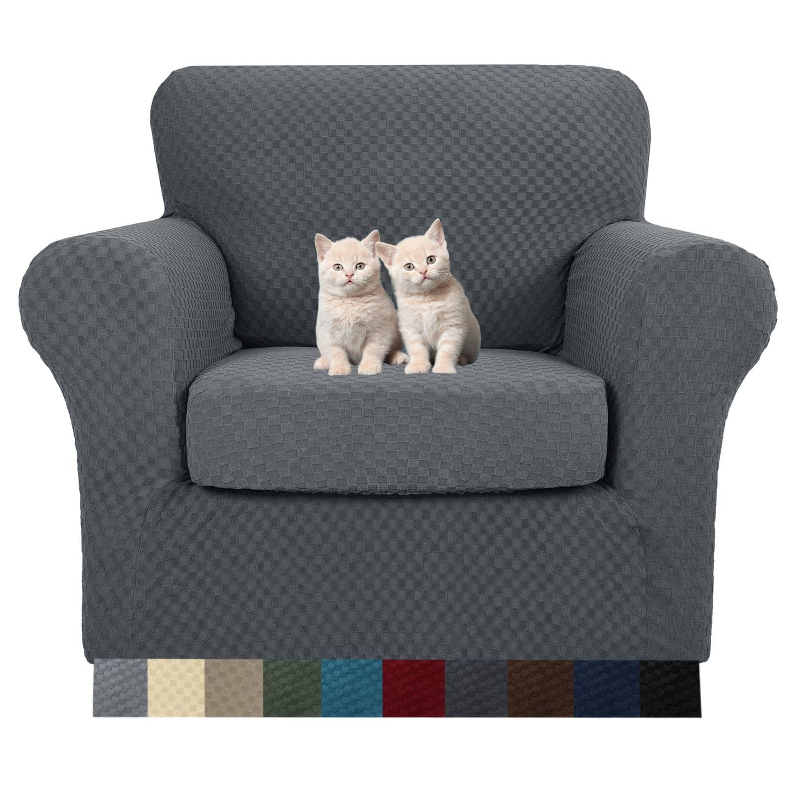 MAXIJIN 4 Piece Couch Covers for 3 Cushion Couch Super Stretch Non Slip Couch Cover for Dogs Pet Friendly Elastic Jacquard Furniture Protector Sofa Slipcovers (Sofa, Light Gray)