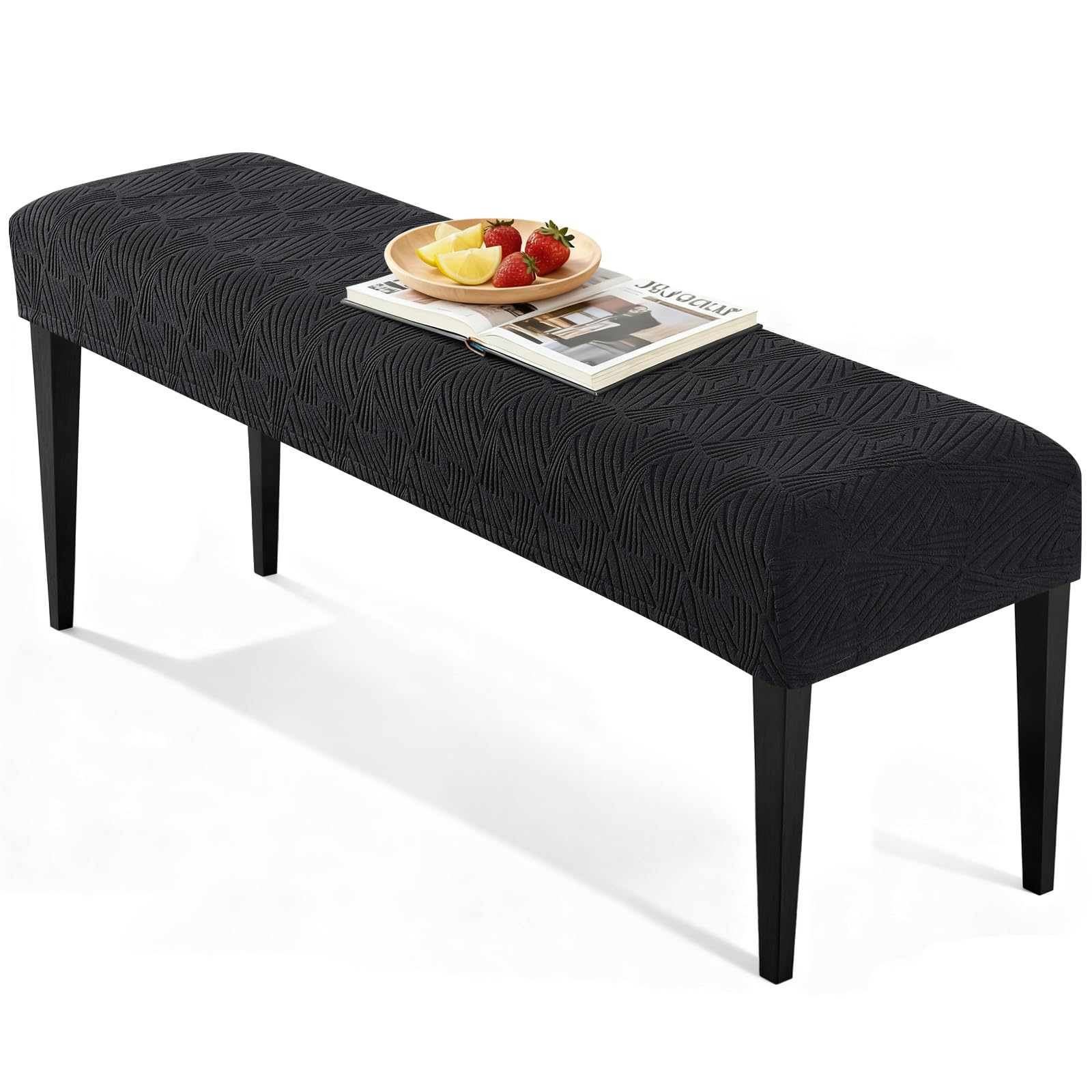 VANSOFY Dining Bench Cover, Stretch Jacaquard Bench Seat Cushion Covers, Rectangular Washable Bench Covers Slipcover for Dining Room, Bedroom, Kitchen, Living Room (Gray)
