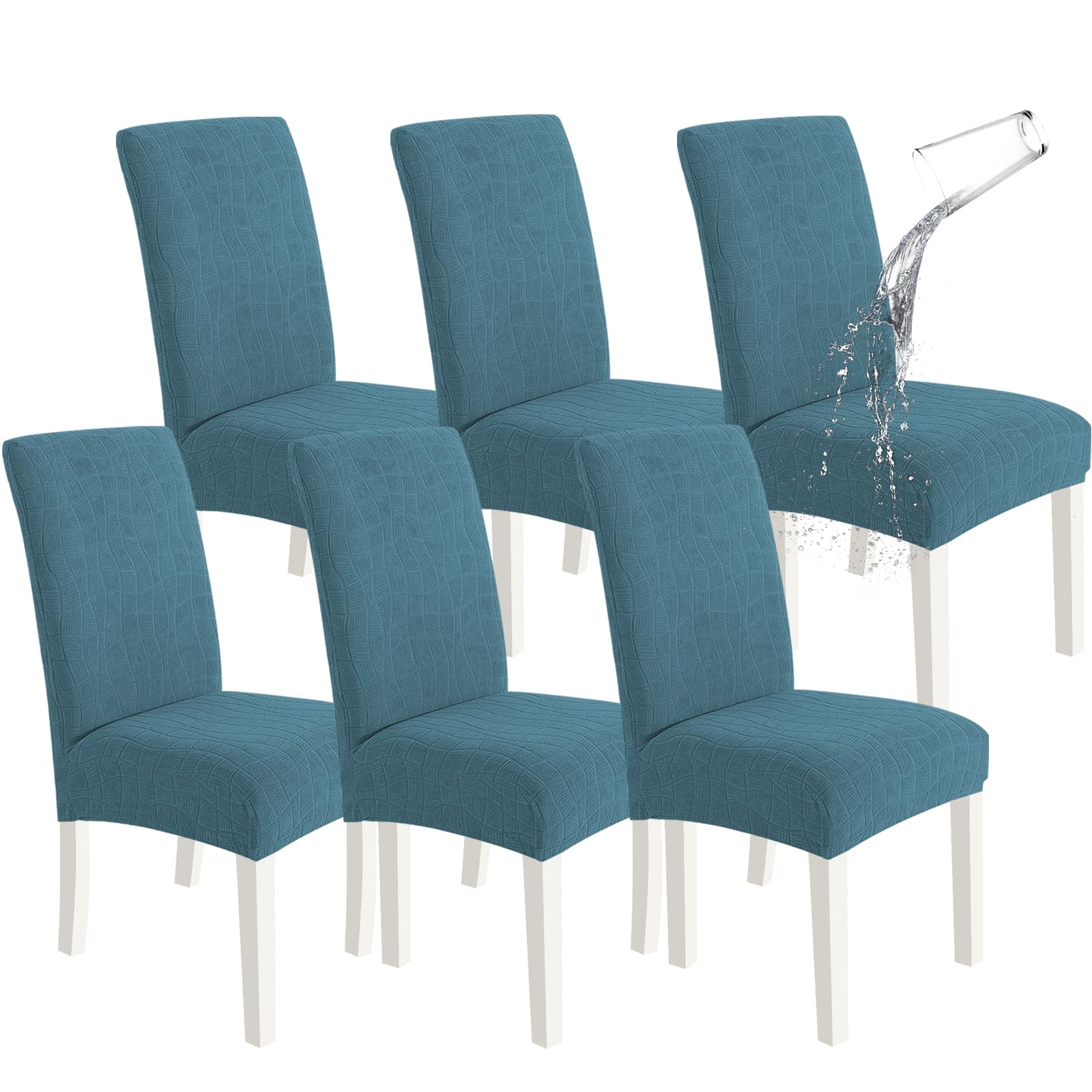 SYSLOON 100% Waterproof Chair Covers for Dining Chairs, Stretch Chair Covers Set of 4, Parson Chair Slipcovers Removable Washable Kitchen Chairs Seat Covers,Light Gray