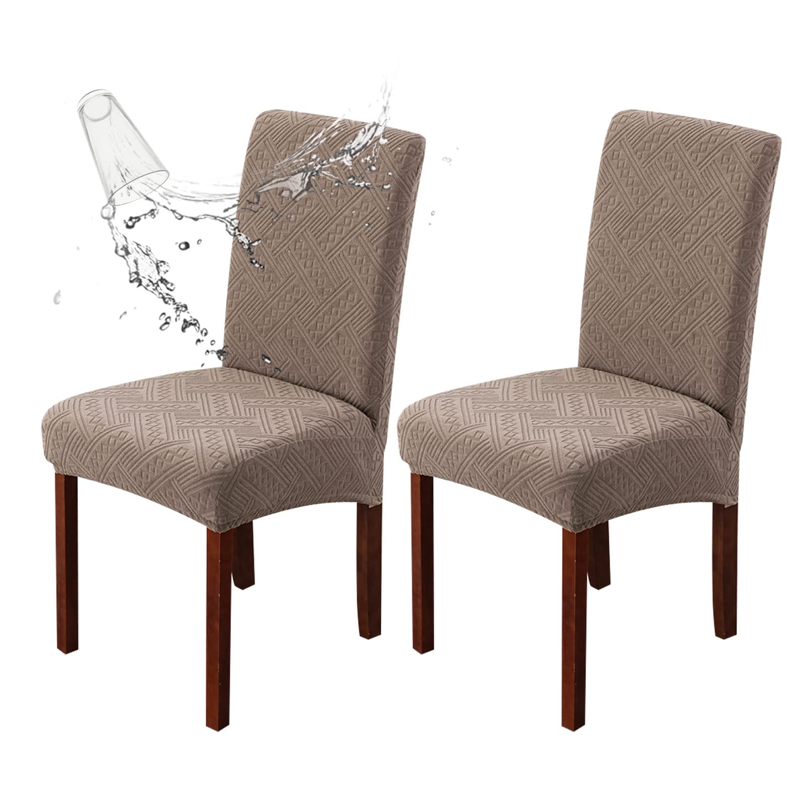 Genina Waterproof Dining Room Chair Covers Stretch Parsons Chair Slipcovers for Dining Room Kitchen Chair Protector Cover, Removable, Washable (4, Flower Pattern-Dark Gray)